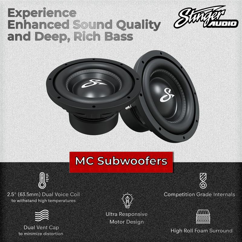 10" 700 Watt (RMS) MC1 Series Peak Power Car Subwoofer (700 Watts RMS/1,200 Watts Max)