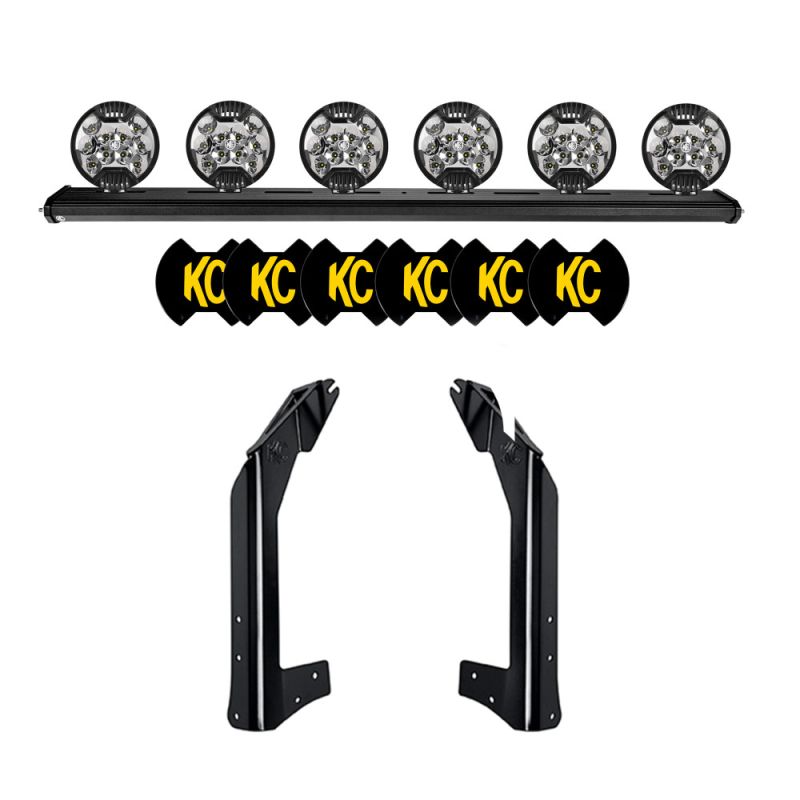 KC HiLiTES 07-18 Jeep JK 50in. Overhead Xross Bar Kit w/(6) SlimLite LED Lights 300W - Black