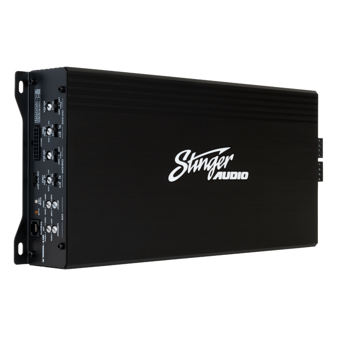 Stinger Audio 5 channel amplifier in the color black