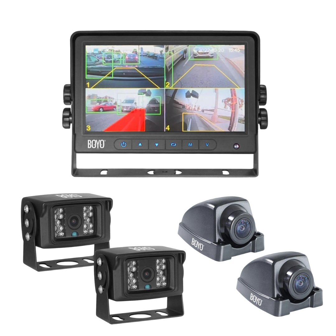 BOYO 7" AHD Monitor and Four Cameras with Intelligent Detection and Warning Alert (4-Channel) | VTC700AI-4