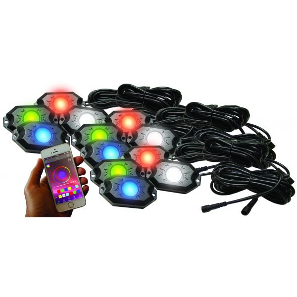 12 - POD RGBW Hi - Power Rock Light Complete Kit with Bluetooth App Controls