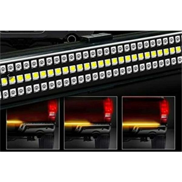 48" Triple Row LED Truck Tailgate Light Bar with Sequential Amber Turn Signals by Race Sport Lighting