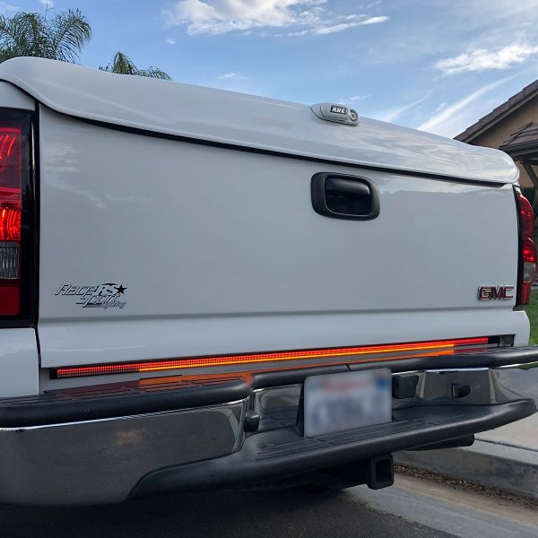 48" Triple Row LED Truck Tailgate Light Bar with Sequential Amber Turn Signals by Race Sport Lighting