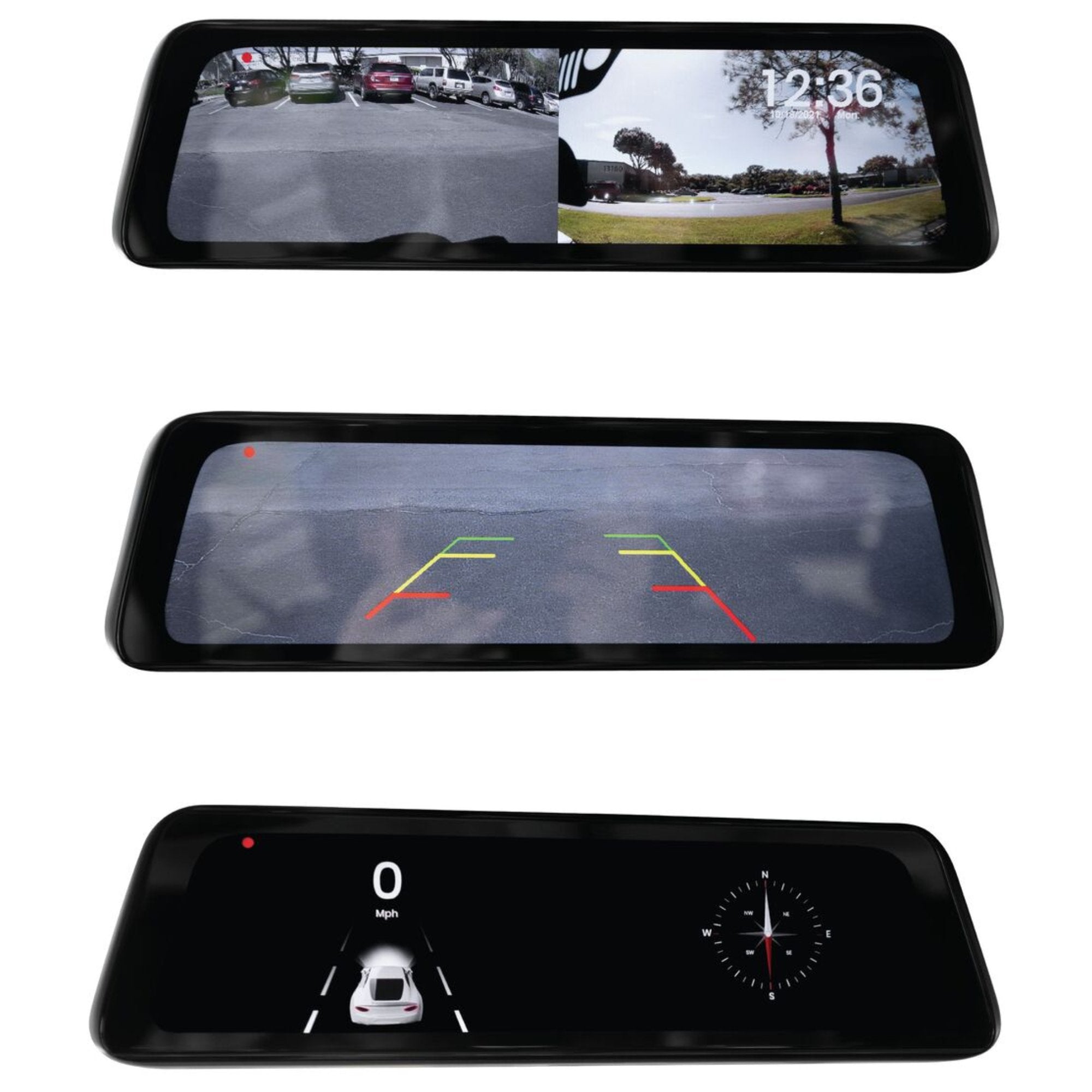 9.3" Universal Full-Screen Replacement Rear-View Mirror Monitor with DVR & Backup Camera Kit