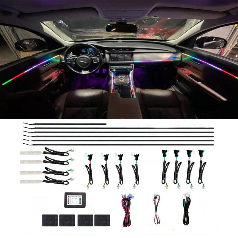 COLORTRAIL 18-Pc RGBW LED Interior Strip Lighting Kit, 4-Door Vehicle by Race Sport Lighting - ENLIGHT10 App Compatible