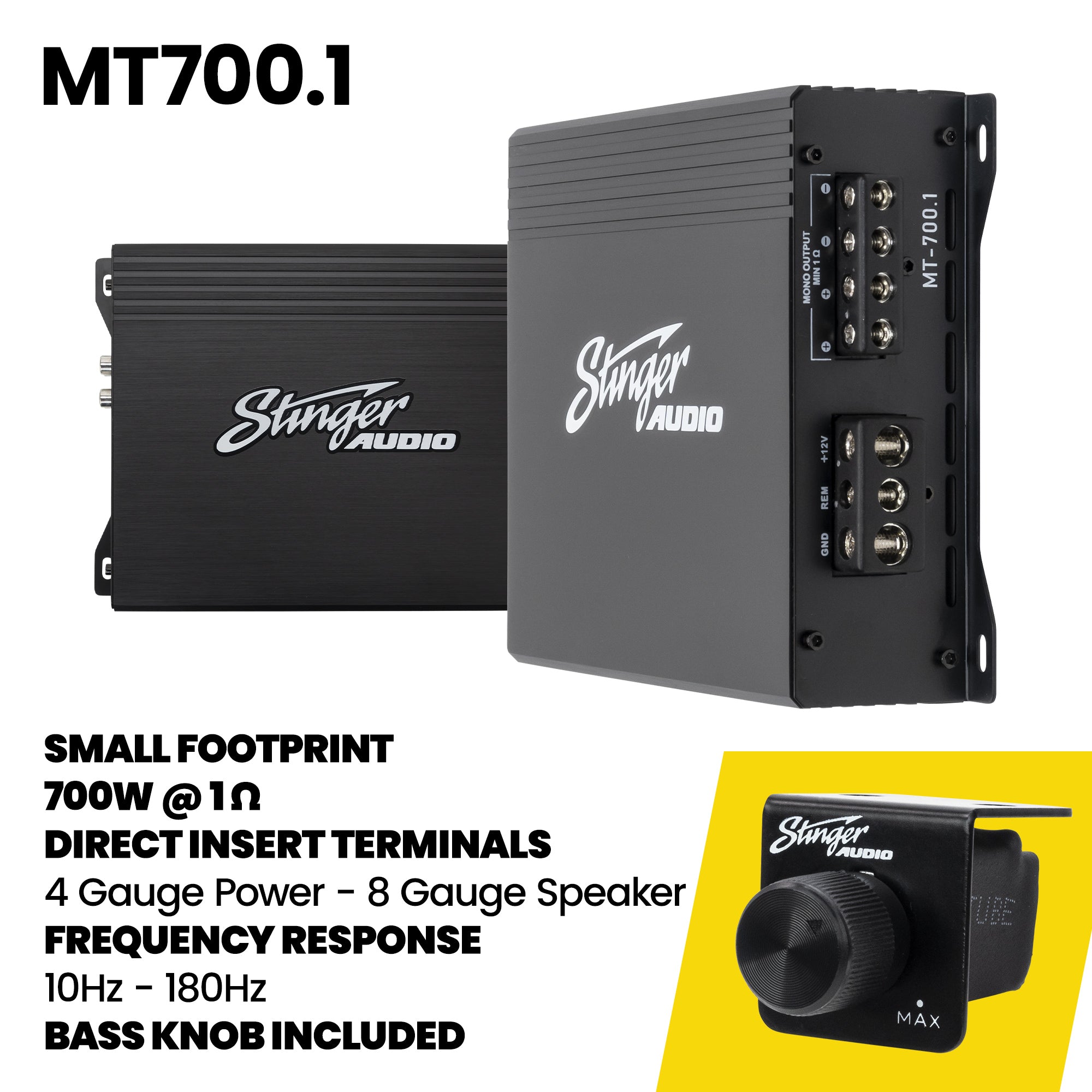 Stinger Audio Party Pack - Single 12" 700W (RMS)/1200W (Max) Loaded Ported Subwoofer Enclosure + Amplifier + Amp Wiring Kit