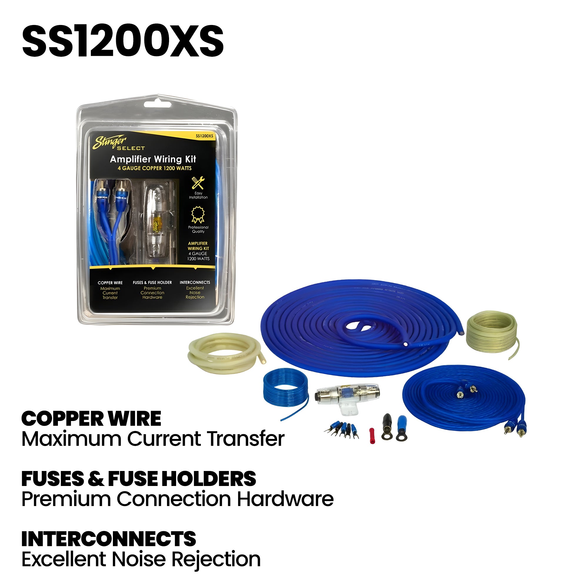 Stinger Audio Party Pack - Single 12" 700W (RMS)/1200W (Max) Loaded Ported Subwoofer Enclosure + Amplifier + Amp Wiring Kit
