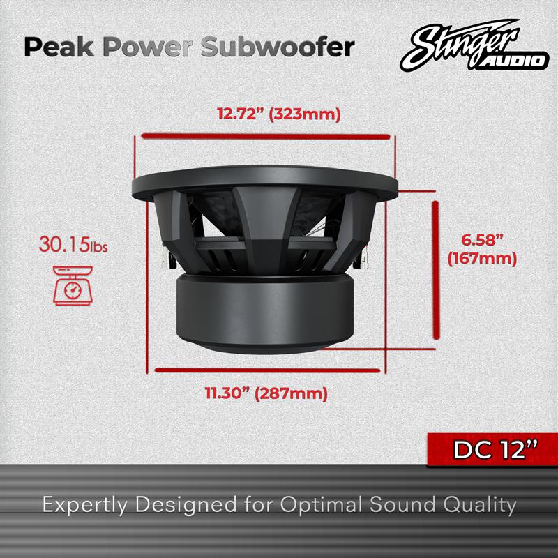 12" 1,000 Watt (RMS) DC2 Series Peak Power Car Subwoofer (1,000 Watts RMS/1,500 Watts Max)