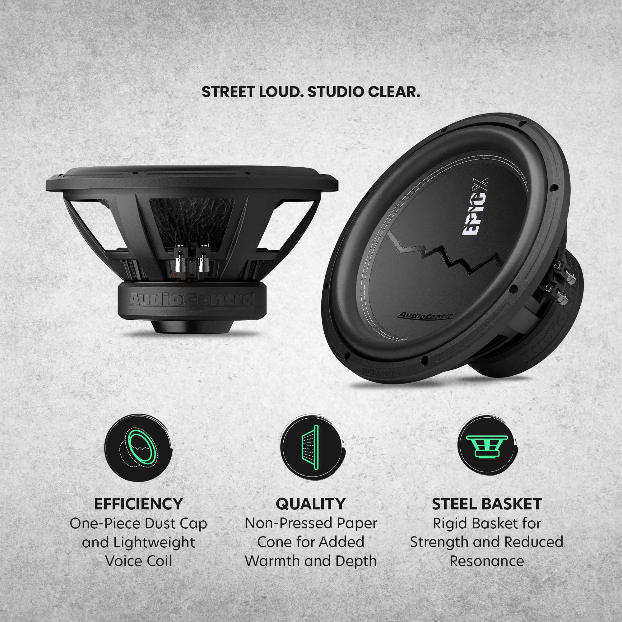 AudioControl EPICX Series 12" Subwoofer, Dual Voice Coil (DVC), 500W RMS/750W Max