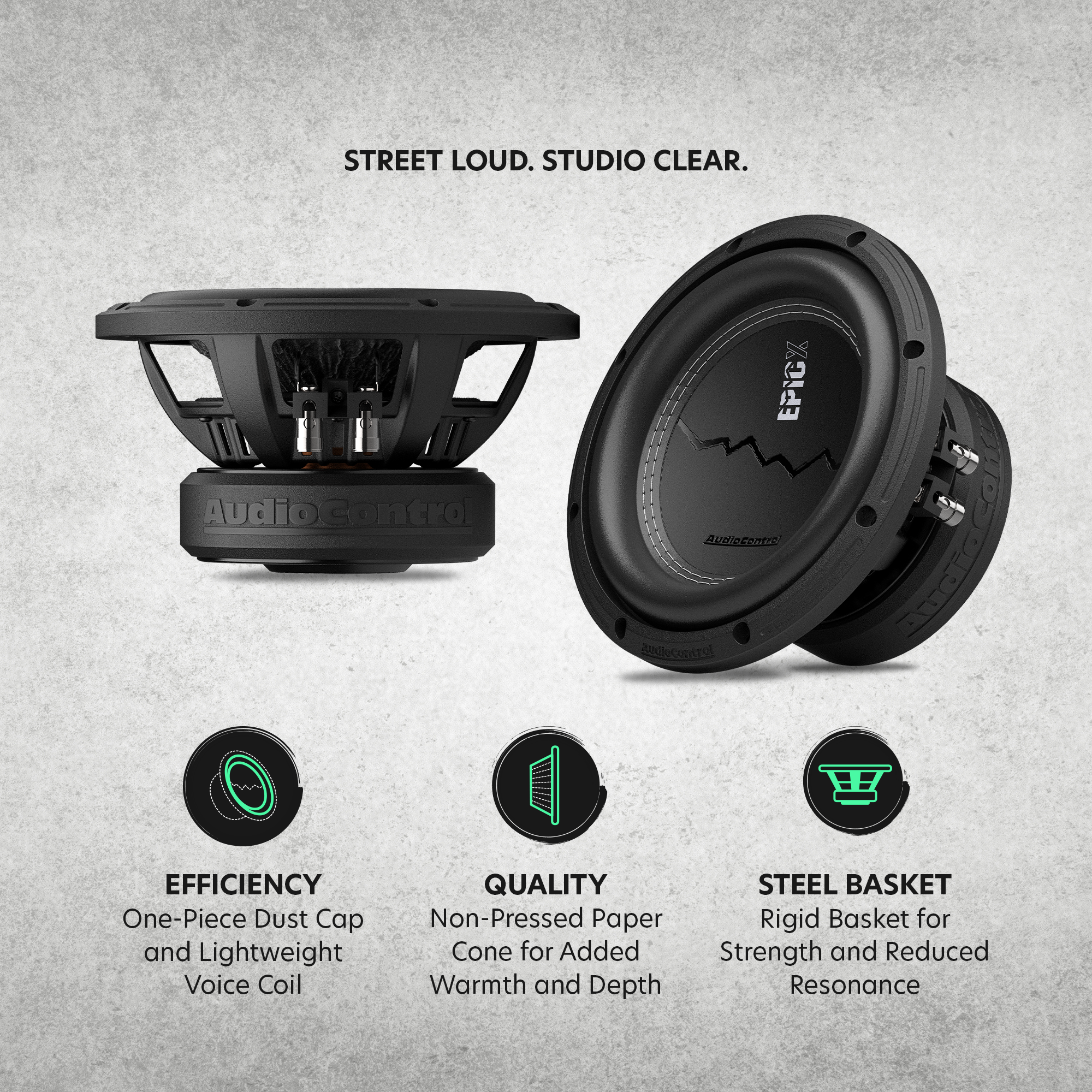 AudioControl EPICX Series 8" Subwoofer, Dual Voice Coil (DVC), 400W RMS/600W Max