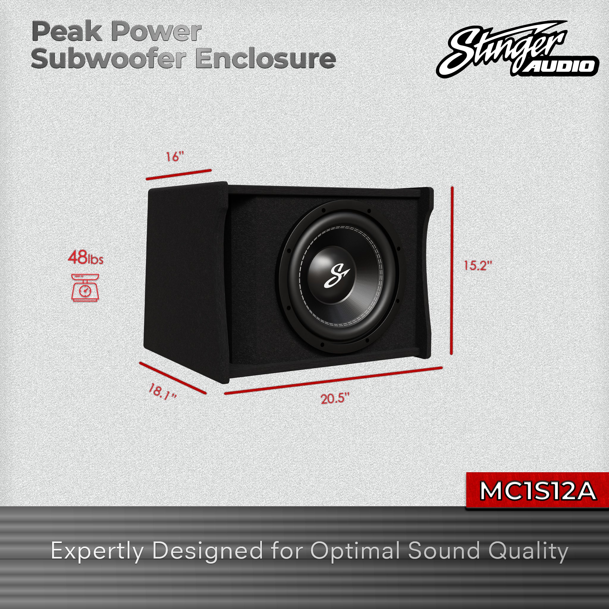 Single 12" 700 Watt (RMS) Loaded Ported Subwoofer Enclosure (700 Watts RMS/1,200 Watts Max)