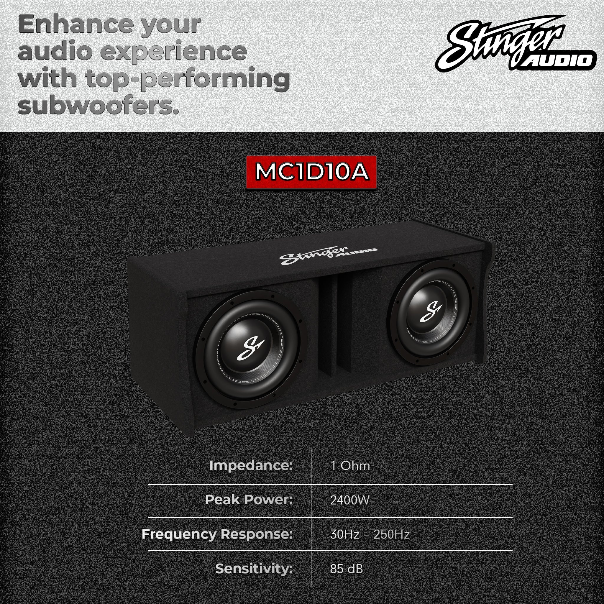 Dual 10 Inch 1400 Watt MC1 Series Peak Power Loaded