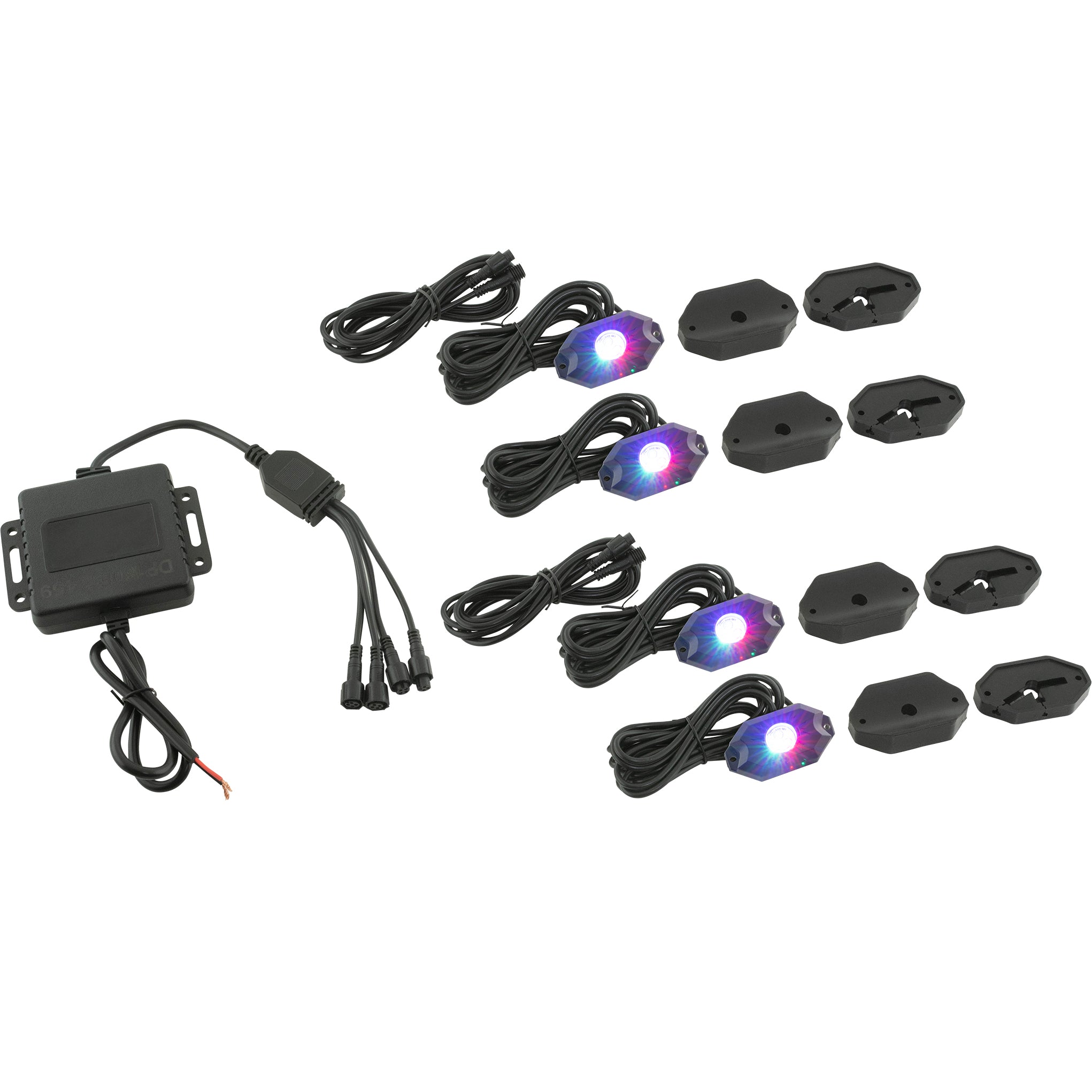 4 Pod Bluetooth Underglow RGB LED Rock Lights Kit With Universal Harness
