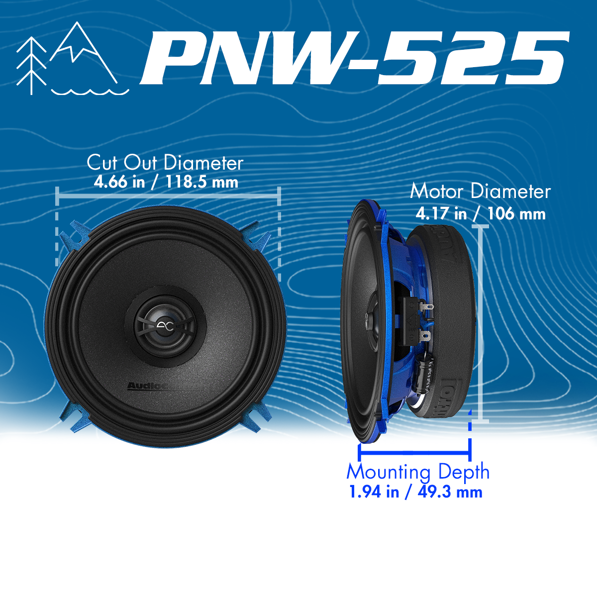 AudioControl PNW Series 5.25" 50 Watt (RMS) High-Fidelity Coaxial Speakers (Pair)