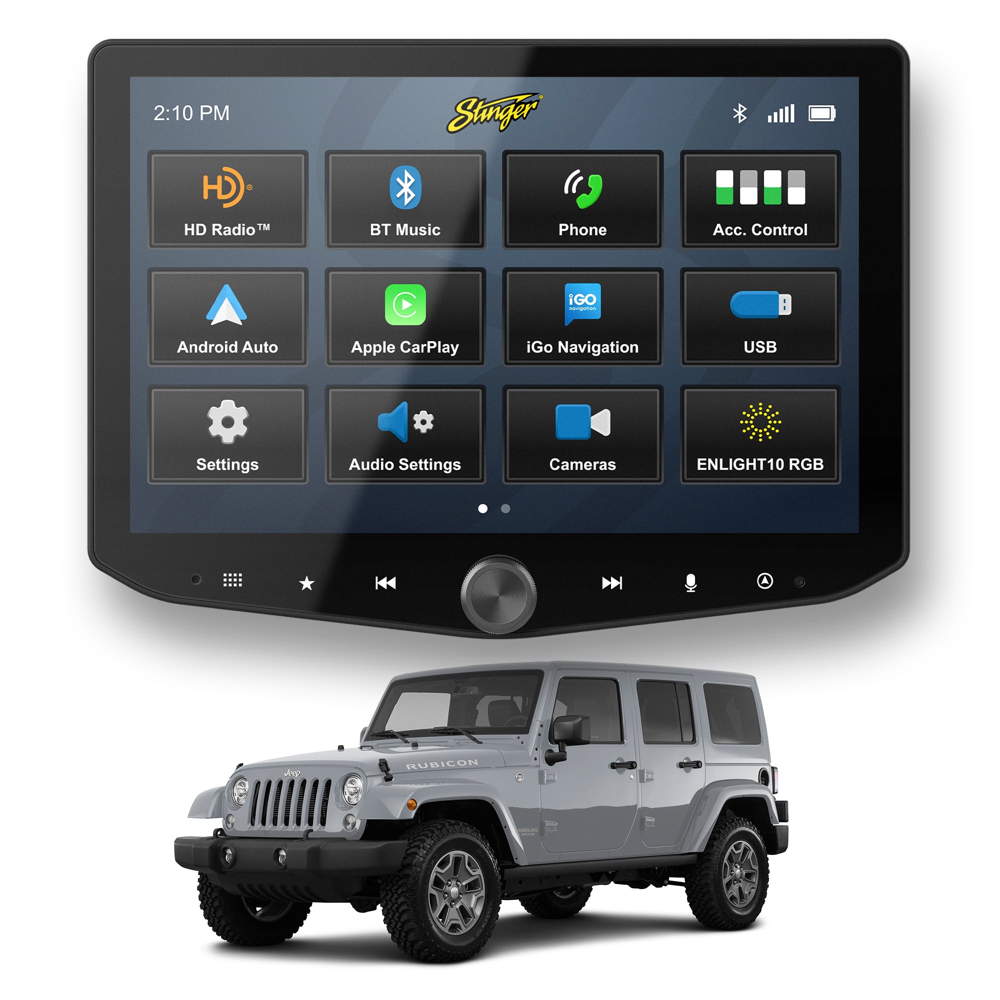 HEIGH10+ Jeep Wrangler JK (2011-2018) 10" Radio Fully Integrated Kit | Displays Vehicle Information and Off-Road Mode