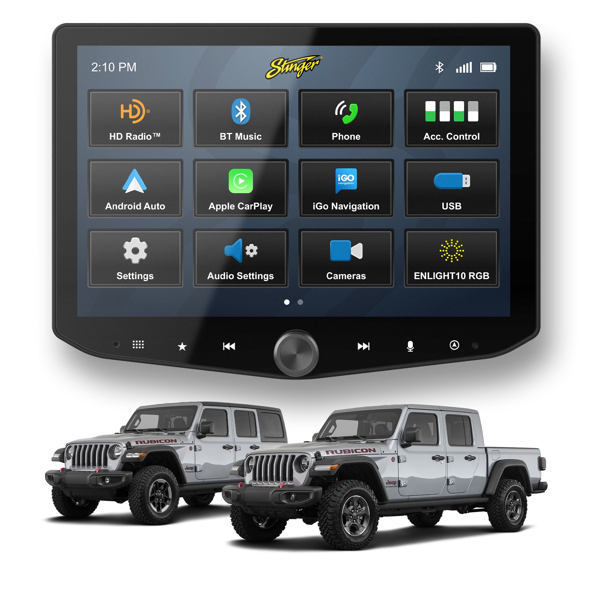 HEIGH10+ Jeep Wrangler JL (2018-2023)/Gladiator JT (2020-2023) 10" Radio Fully Integrated Kit | Displays Vehicle Information and Off-Road Mode