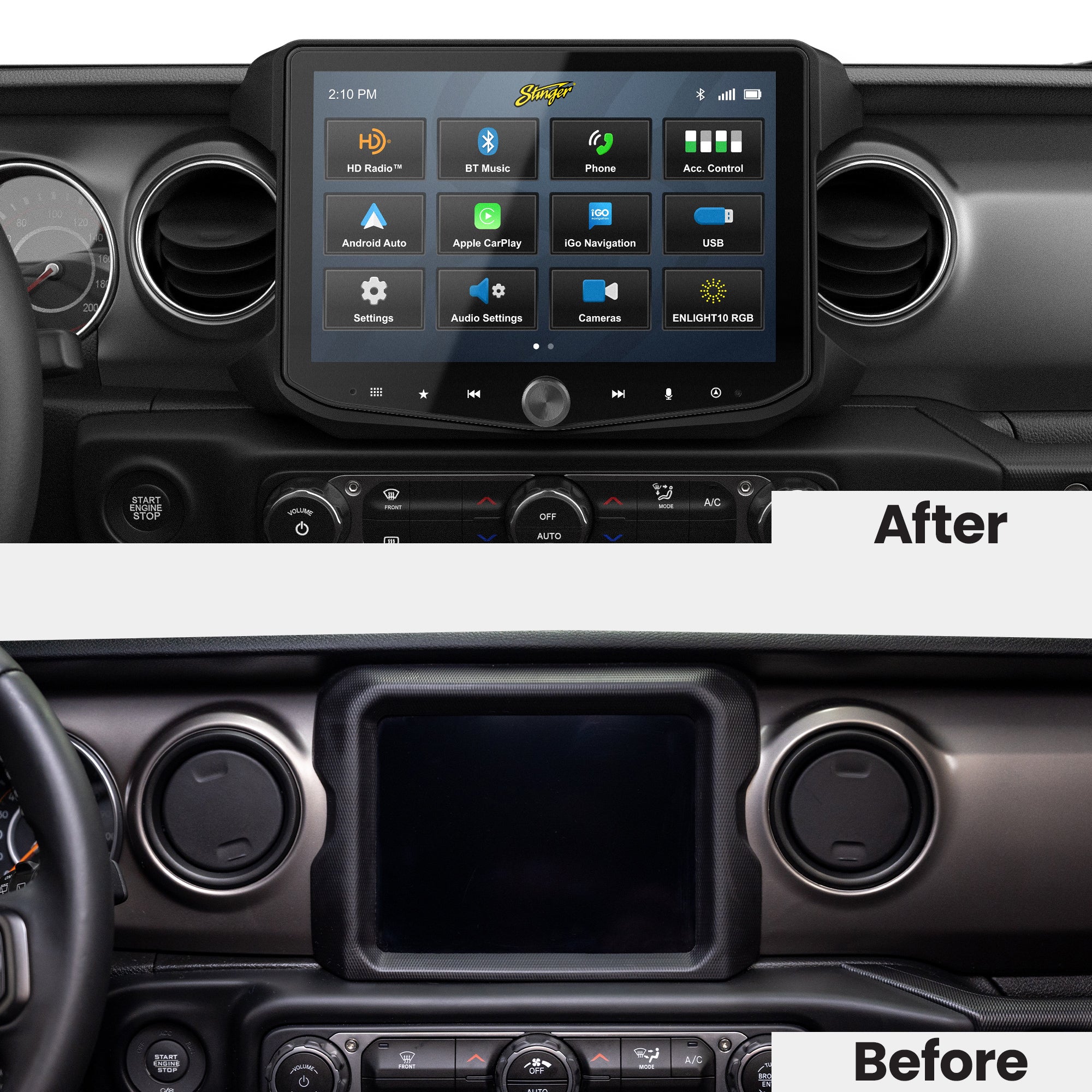 HEIGH10+ Jeep Wrangler JL (2018-2023)/Gladiator JT (2020-2023) 10" Radio Fully Integrated Kit | Displays Vehicle Information and Off-Road Mode