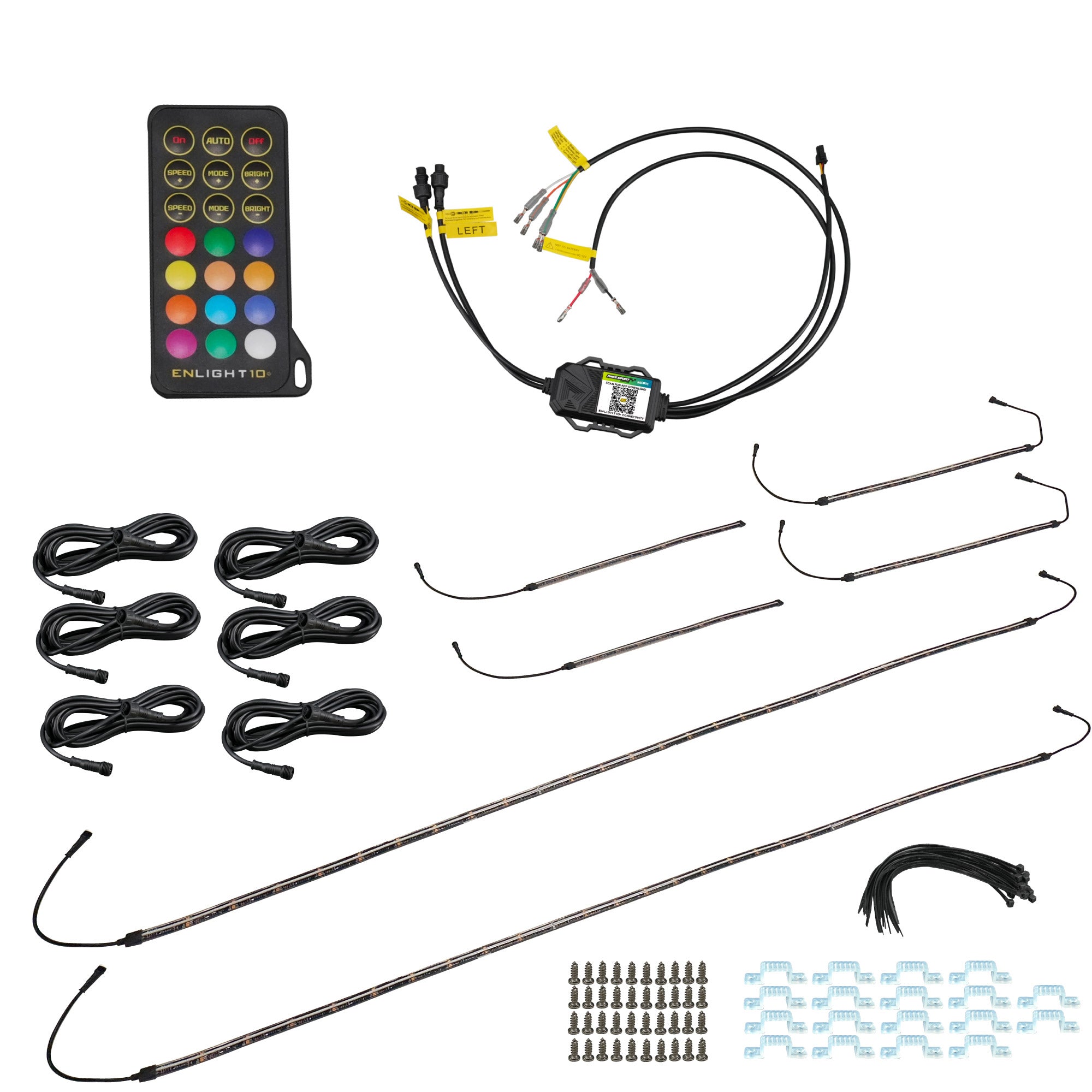 COLORTRAIL 6-Pc Flexible RGBW LED Underbody Strip Light Kit by Race Sport Lighting - ENLIGHT10 App Compatible