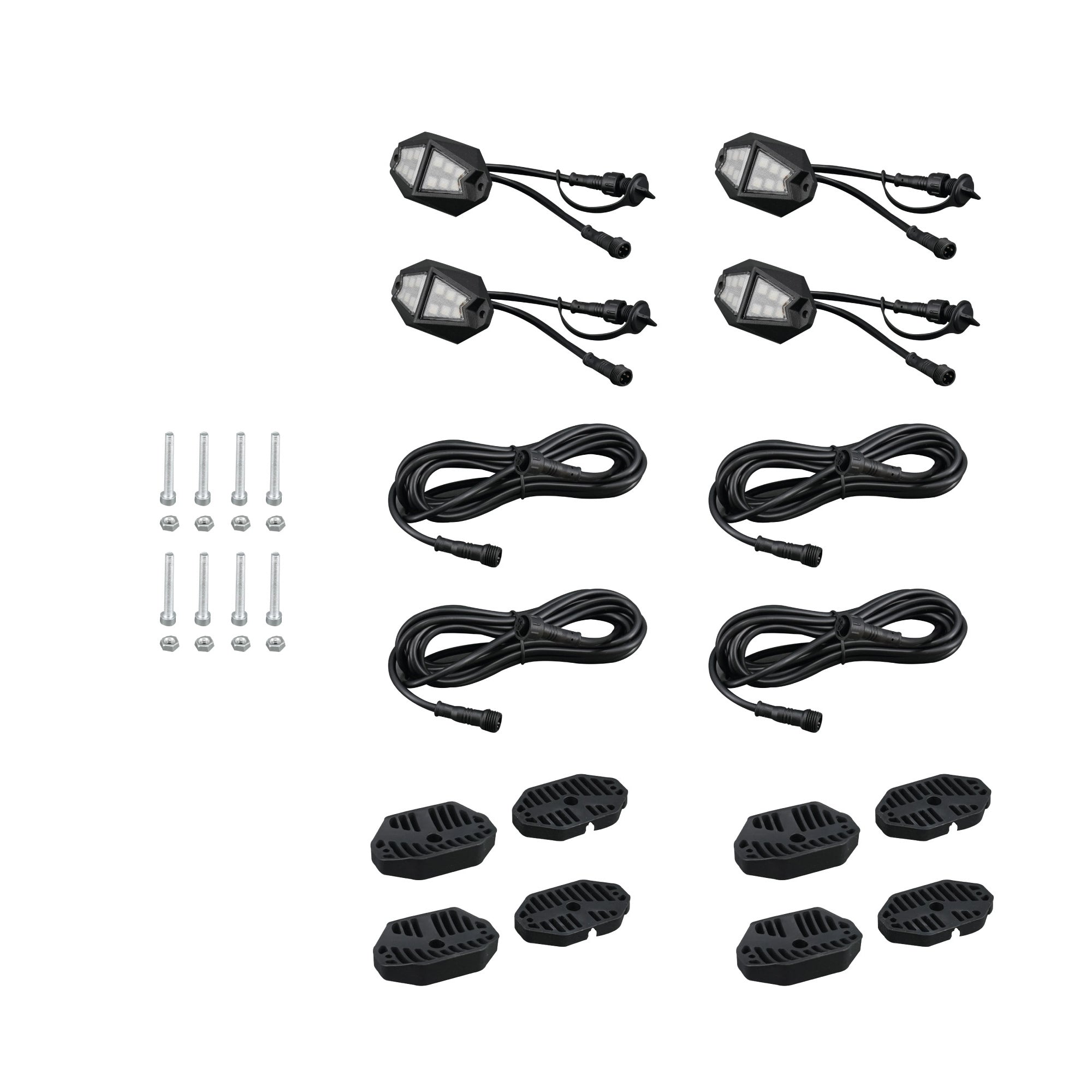 COLORTRAIL 4-Pod RGB+W Rock Light Expansion Pack for RSDK4 & RSDK8 Kits, Daisy Chain Connections by Race Sport Lighting - ENLIGHT10 App Compatible