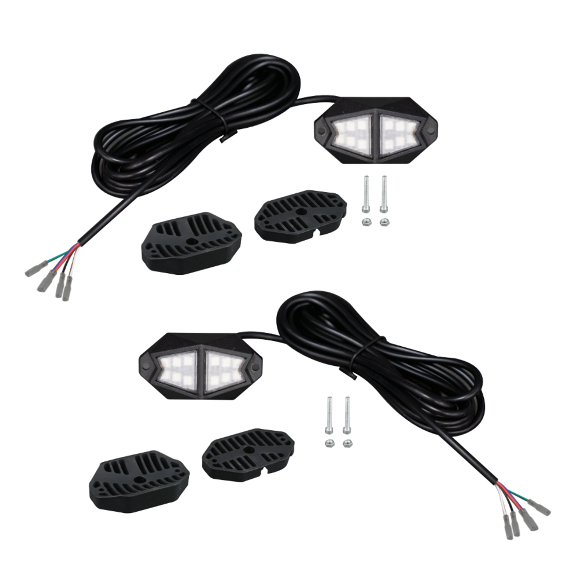 COLORTRAIL 2-Pod RGBW Rock Light Kit with 9-ft Cable by Race Sport Lighting - ENLIGHT10 App Compatible