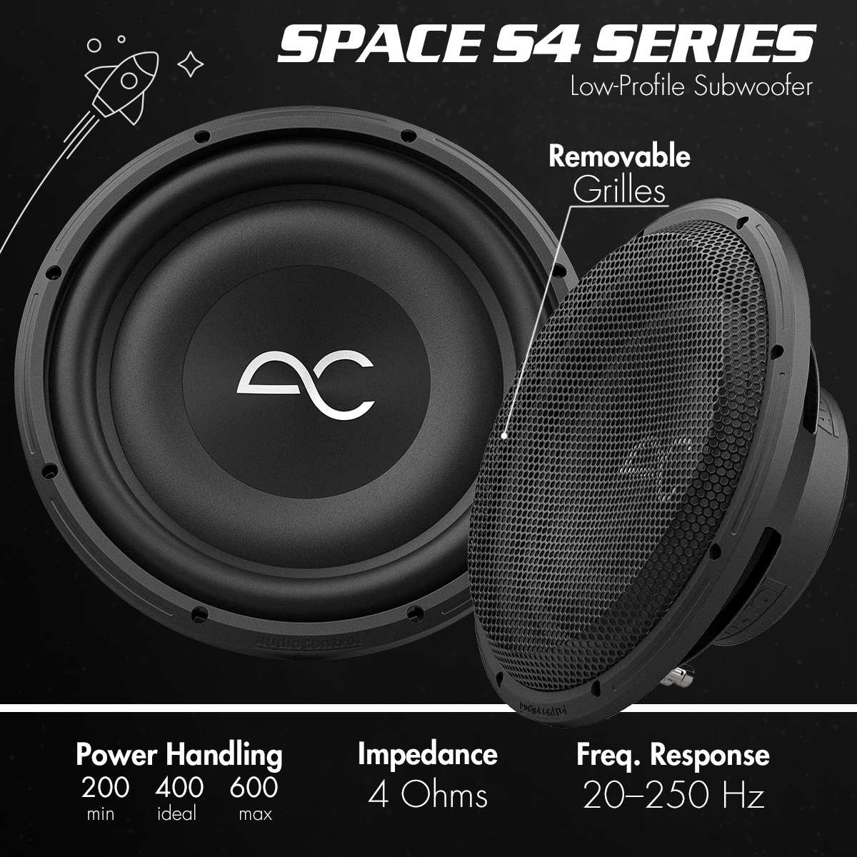 AudioControl 10" 400 Watt Space Series Low-Profile Subwoofer | 2-OHM & 4-OHM