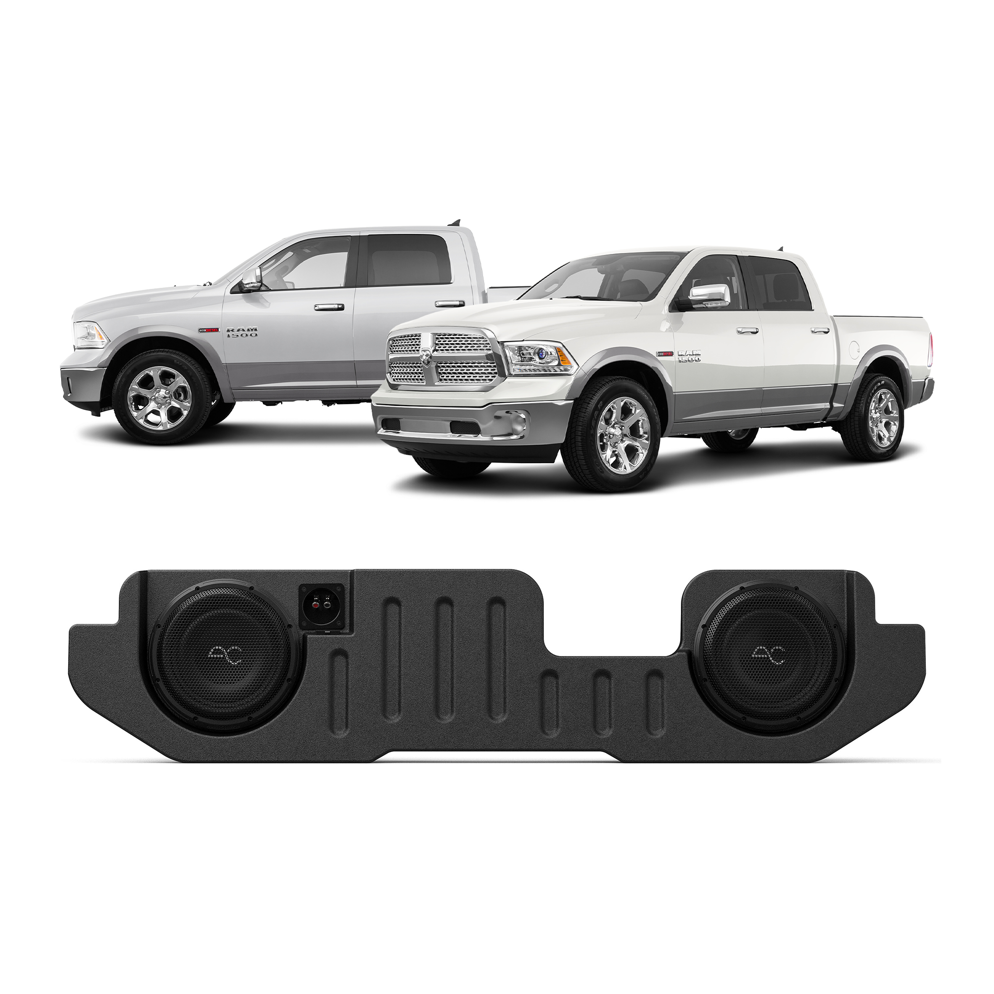 RAM Truck (2002-2025) Under Seat Dual 10" Loaded Subwoofer Box Enclosure by AudioControl