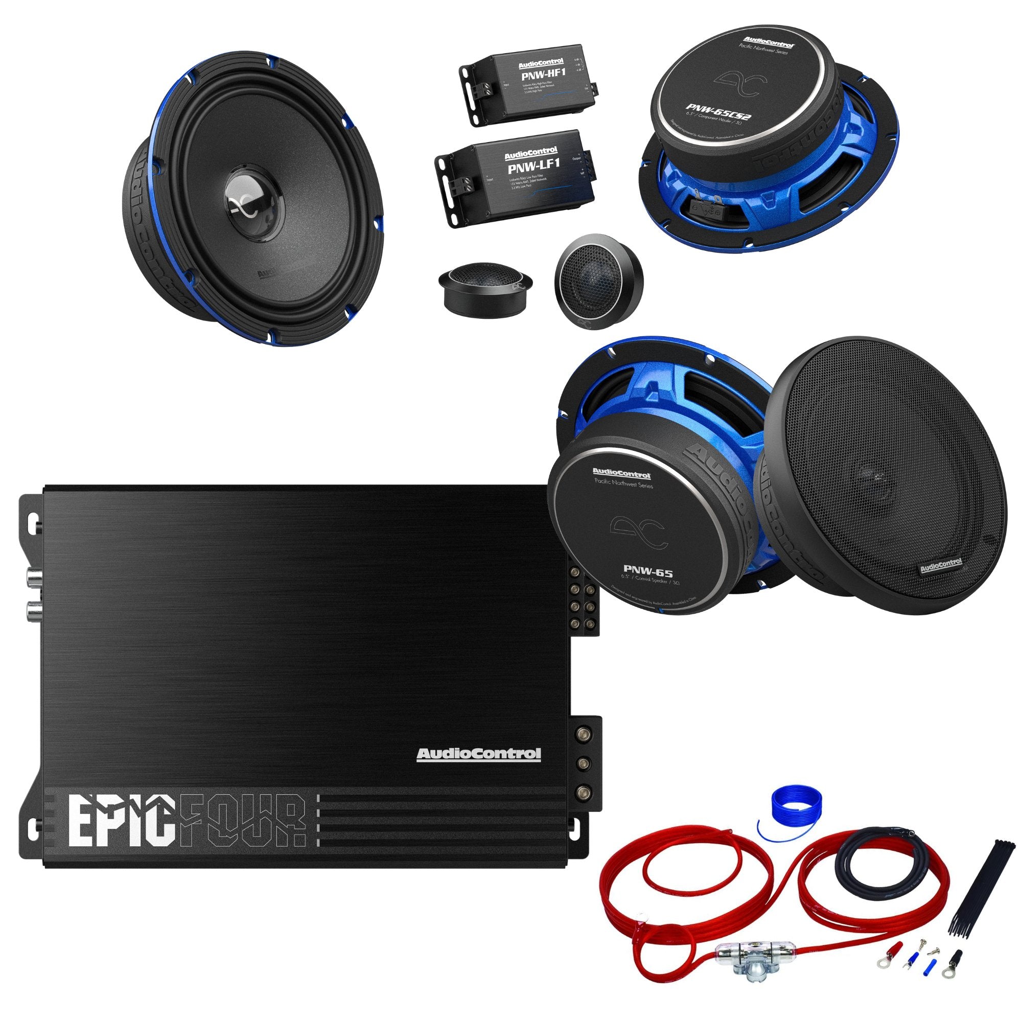 AudioControl EPICFOUR 4 - Channel Amplifier Bundle with 12" Subwoofer & Wiring Kit