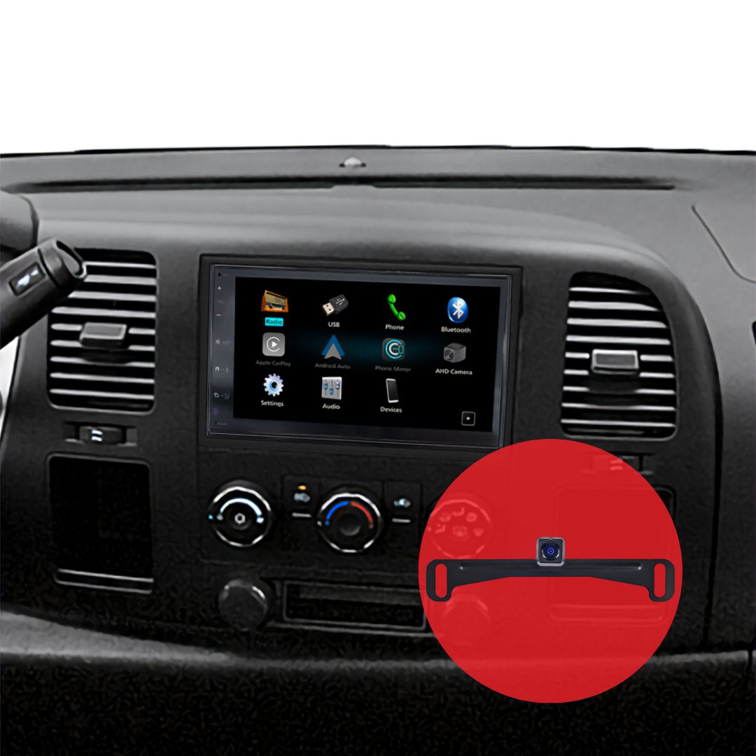 Chevy Silverado/GMC Sierra (2007 - 2014) 6.8" Double DIN Radio Kit with Front/Rear Camera | New Model Radio