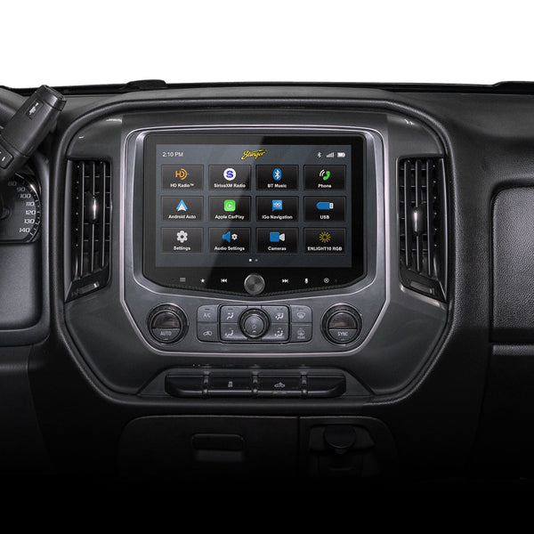 Stinger Horizon10 10.1 Chevy Silverado GMC Sierra 2014 18 Stereo 1280x800 HD IP65 Weather Resistant Display Radio Wireless Apple CarPlay Android