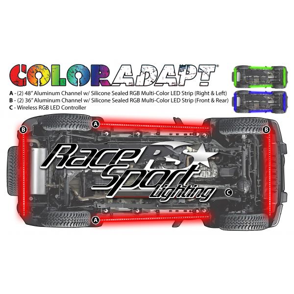 ColorADAPT Adaptive RGB LED Aluminum Solid Underbody Kit with Key Card RGB Remote