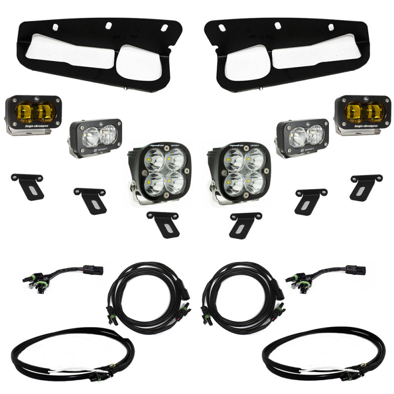 Baja Designs Ford Bronco Pocket Fog Light Kit, S2 SAE Sportsmen for Steel Bumper with Upfitter (Amber, 2021+)