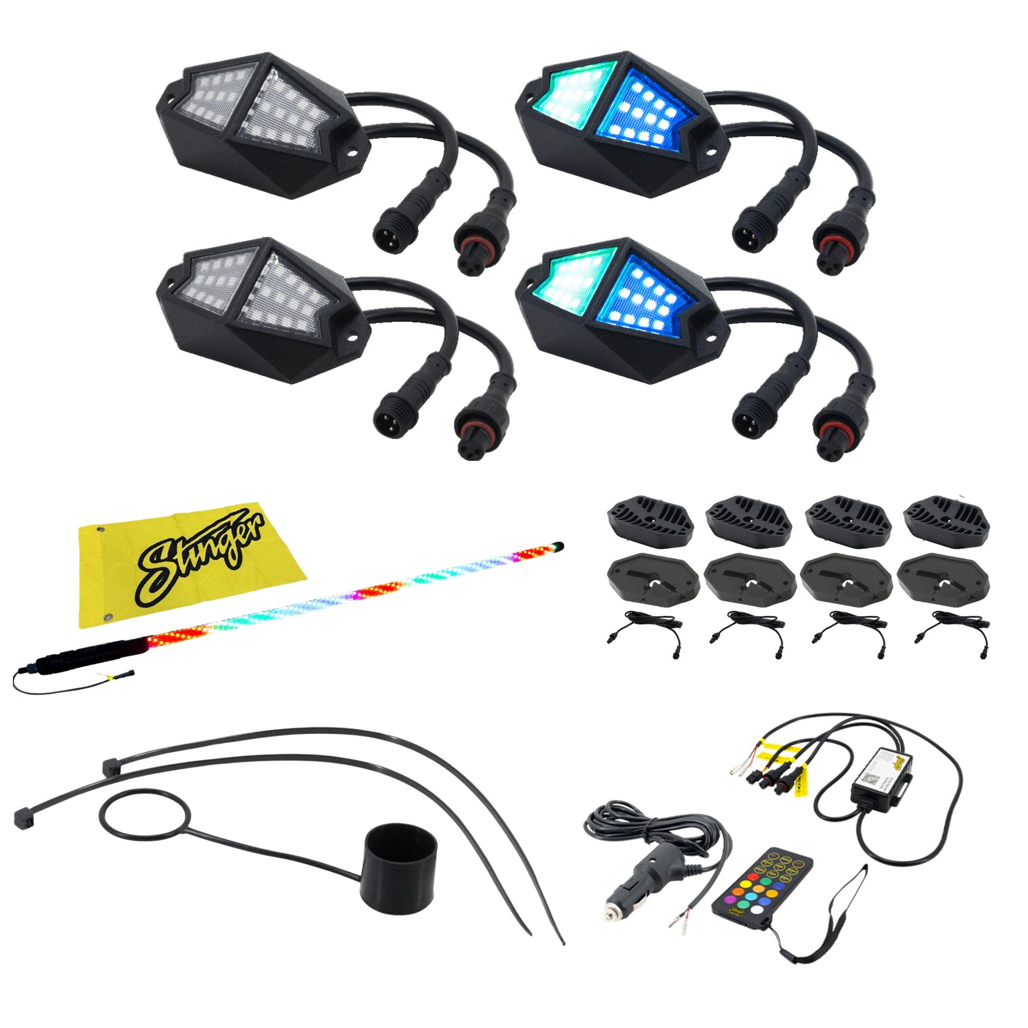 ENLIGHT10 Bundle with 4ft Dynamic LED Whip Light & 4pc RGB Dynamic Rock Light Kit