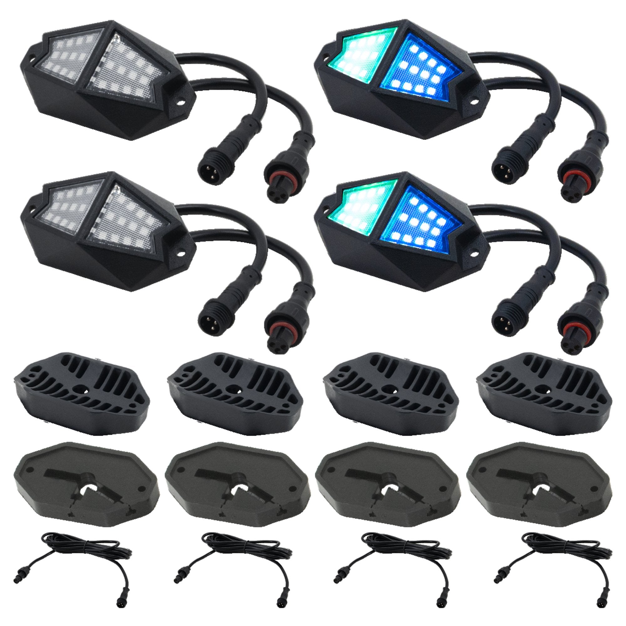 ENLIGHT10 Bundle with 4ft Dynamic LED Whip Light & 4pc RGB Dynamic Rock Light Kit