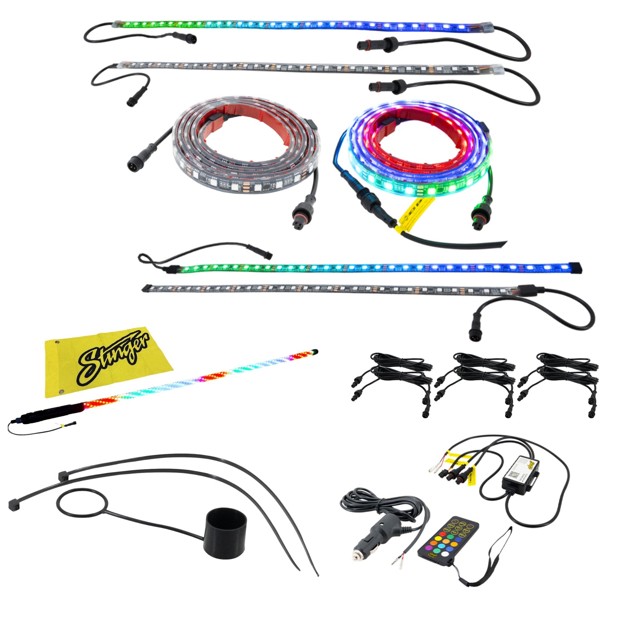 ENLIGHT10 Bundle with 4ft Dynamic LED Whip Light & 6pc Dynamic RGB LED Strip Light Kit