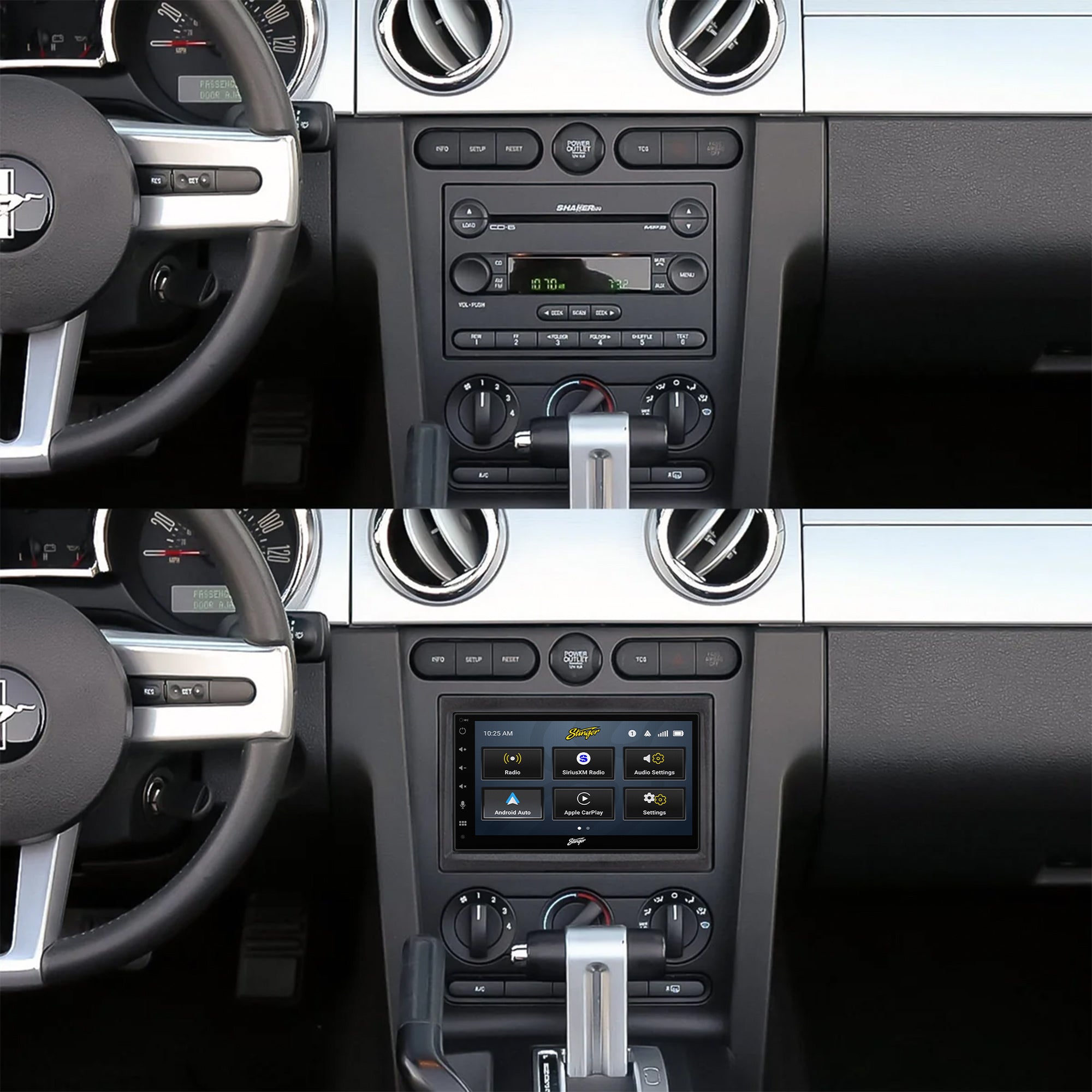 Ford Mustang (2005 - 2009) Stinger 6.8" Double DIN Radio Kit | Plug - & - Play