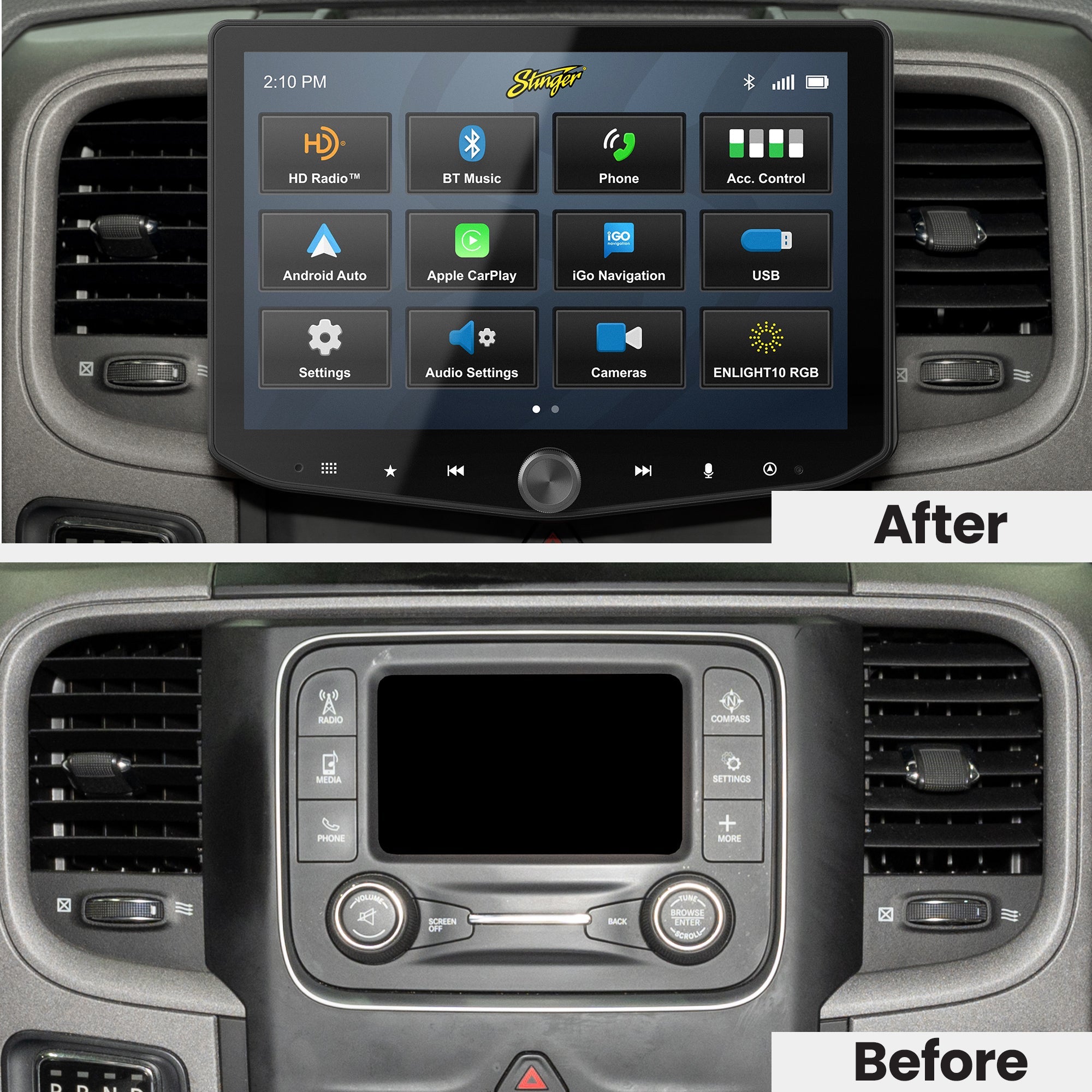 HEIGH10+ RAM (2013 - 2018) 10" Fully Integrated Radio Kit | Plug - & - Play