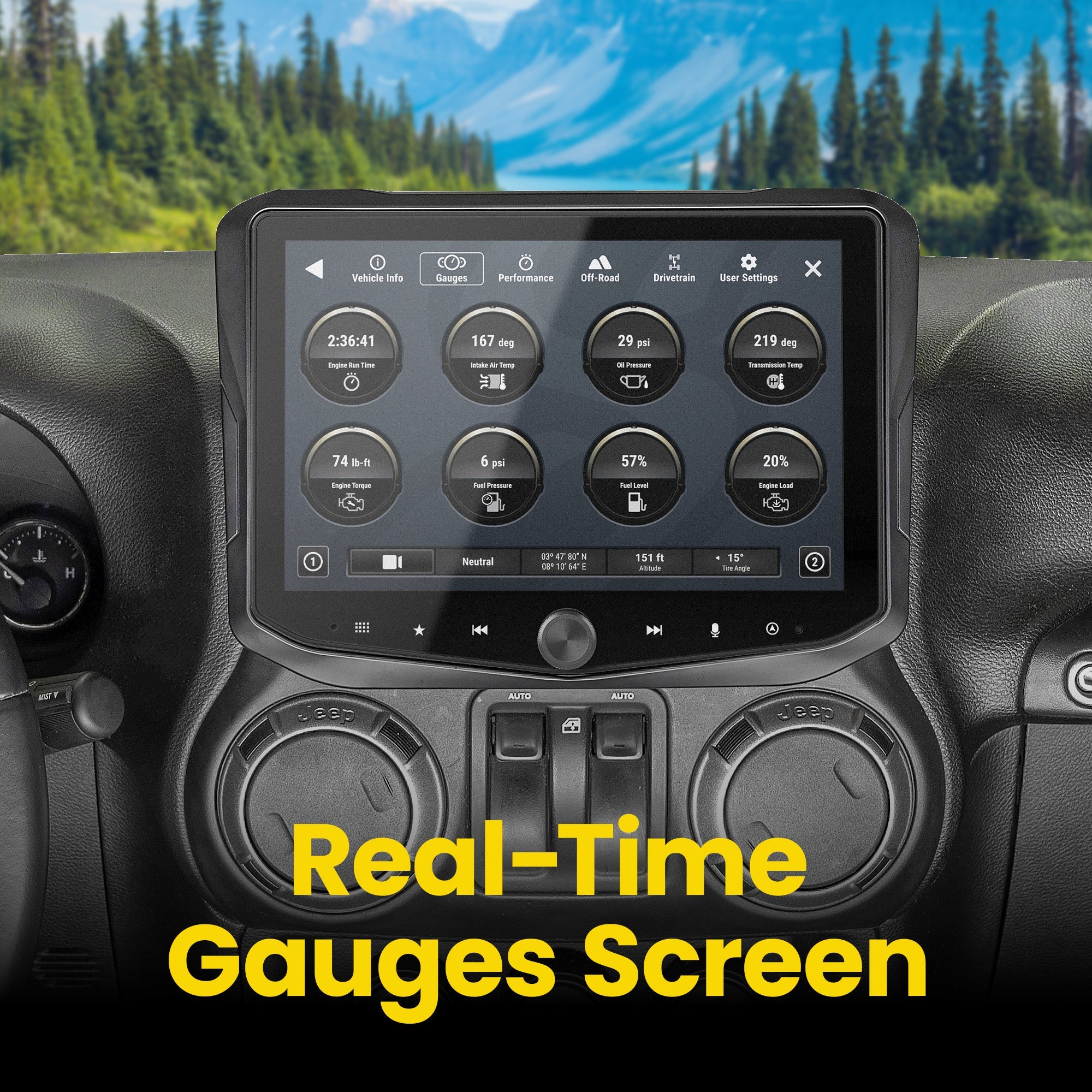 HORIZON10 Jeep Wrangler JK (2011 - 2018) 10" Radio Fully Integrated Kit | Displays Vehicle Information and Off - Road Mode