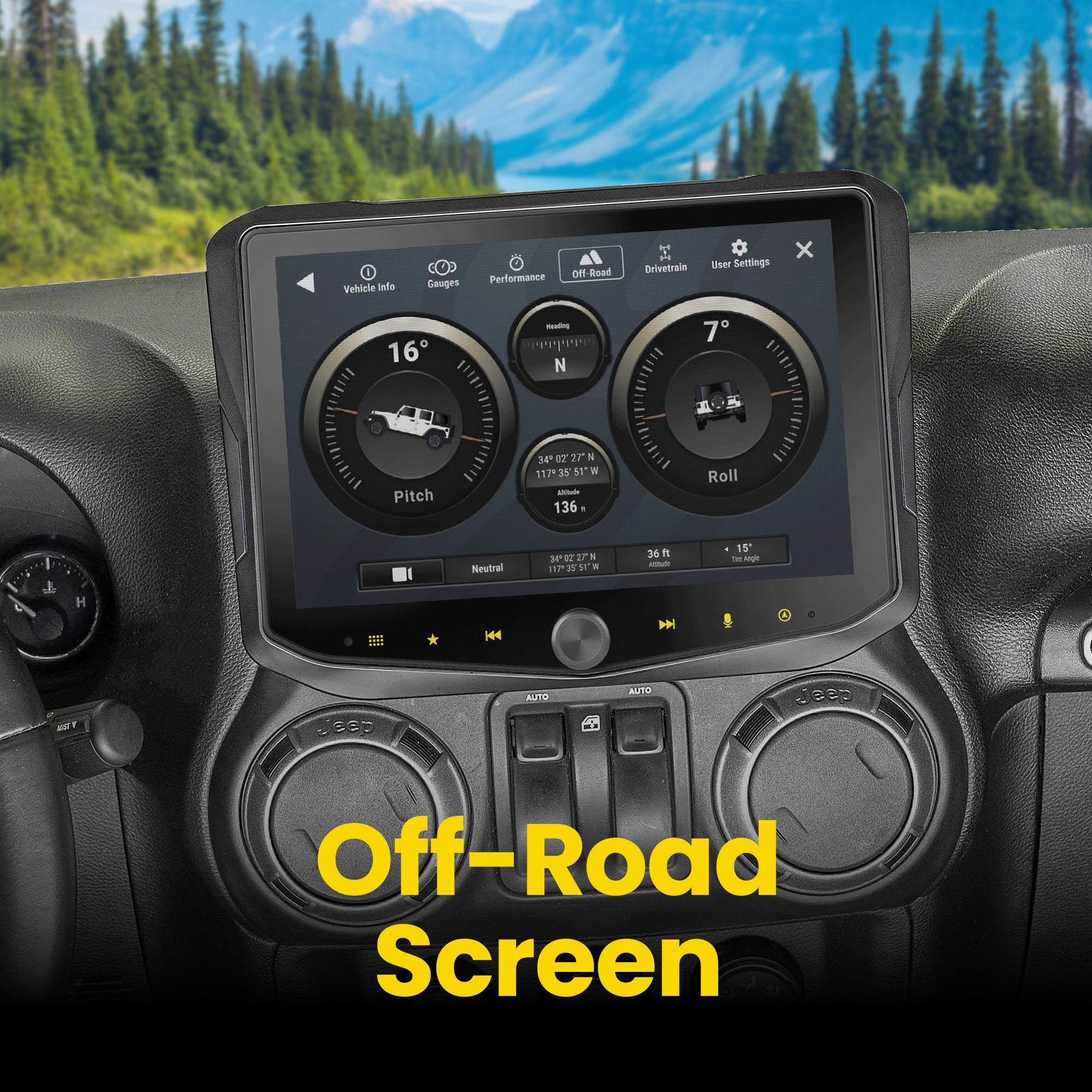 HORIZON10 Jeep Wrangler JK (2011 - 2018) 10" Radio Fully Integrated Kit | Displays Vehicle Information and Off - Road Mode