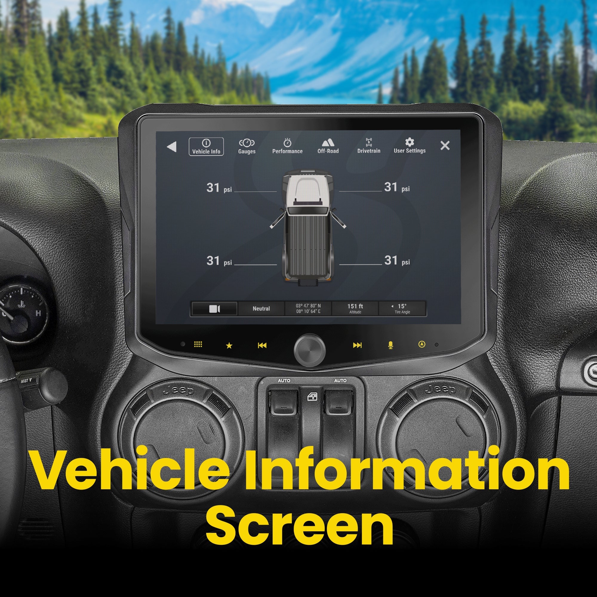 HORIZON10 Jeep Wrangler JK (2011 - 2018) 10" Radio Fully Integrated Kit | Displays Vehicle Information and Off - Road Mode