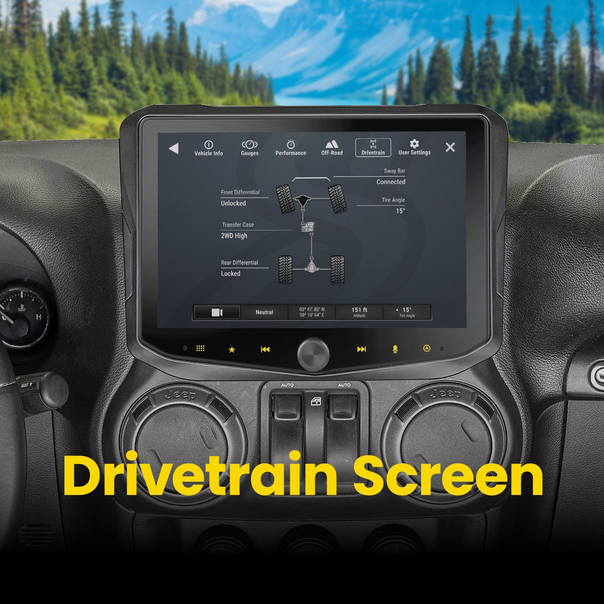 HORIZON10 Jeep Wrangler JK (2011 - 2018) 10" Radio Fully Integrated Kit | Displays Vehicle Information and Off - Road Mode