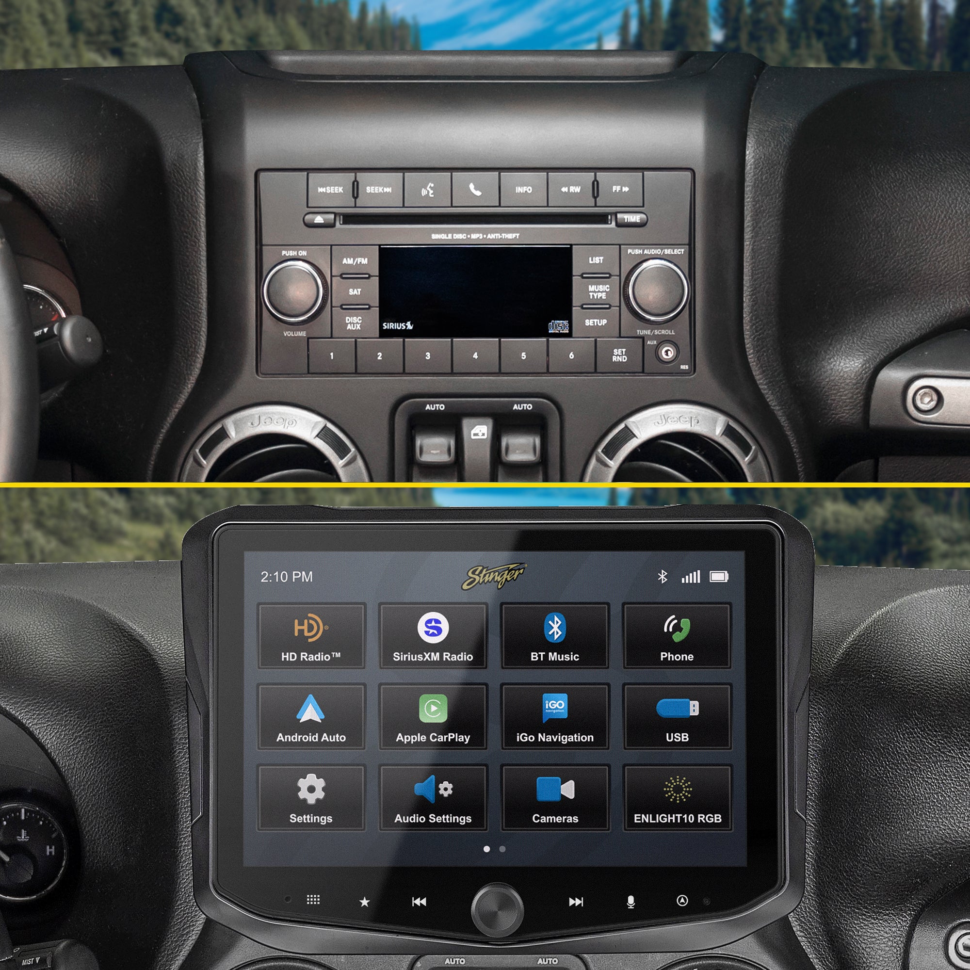 HORIZON10 Jeep Wrangler JK (2011 - 2018) 10" Radio Fully Integrated Kit with Backup Camera & Spare Tire Mount