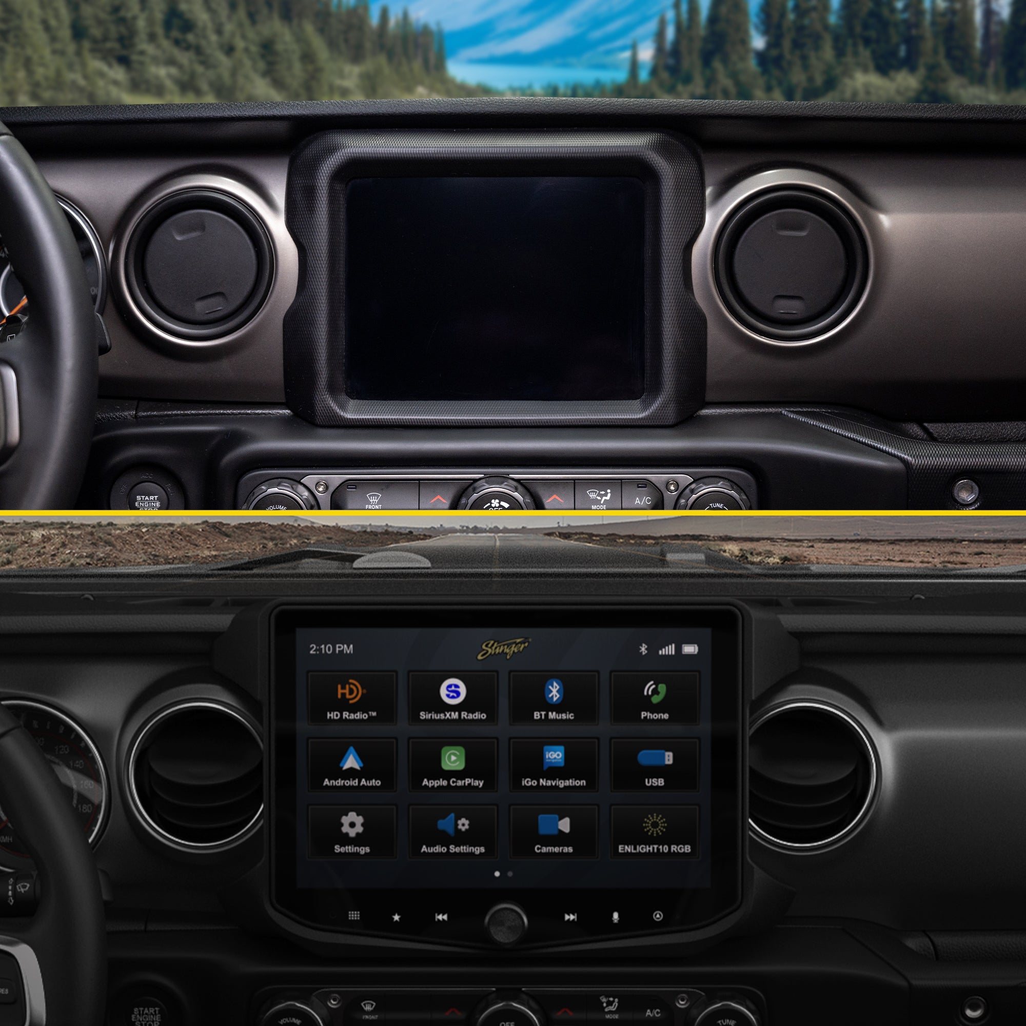 HORIZON10 Jeep Wrangler JL/Gladiator JT (2018 - 2023) 10" Radio Kit with AHD Front/Rear Camera