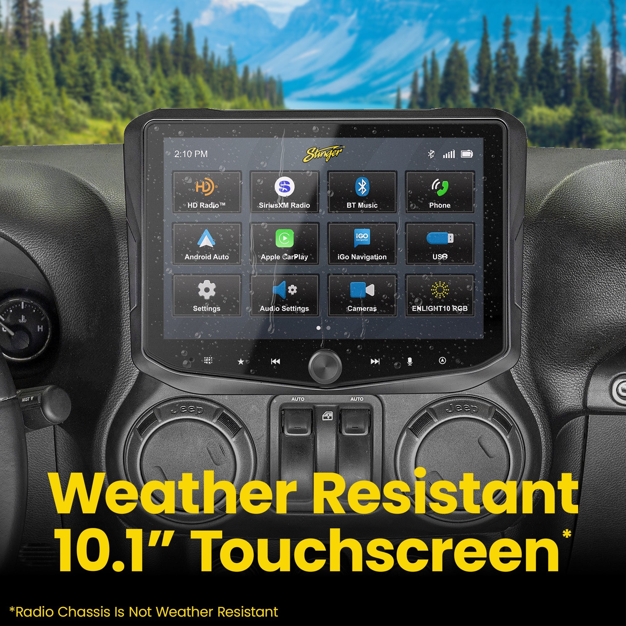 Jeep Wrangler JK (2011 - 2018) HORIZON10 10" Radio Fully Integrated Kit | Displays Vehicle Information and Off - Road Mode