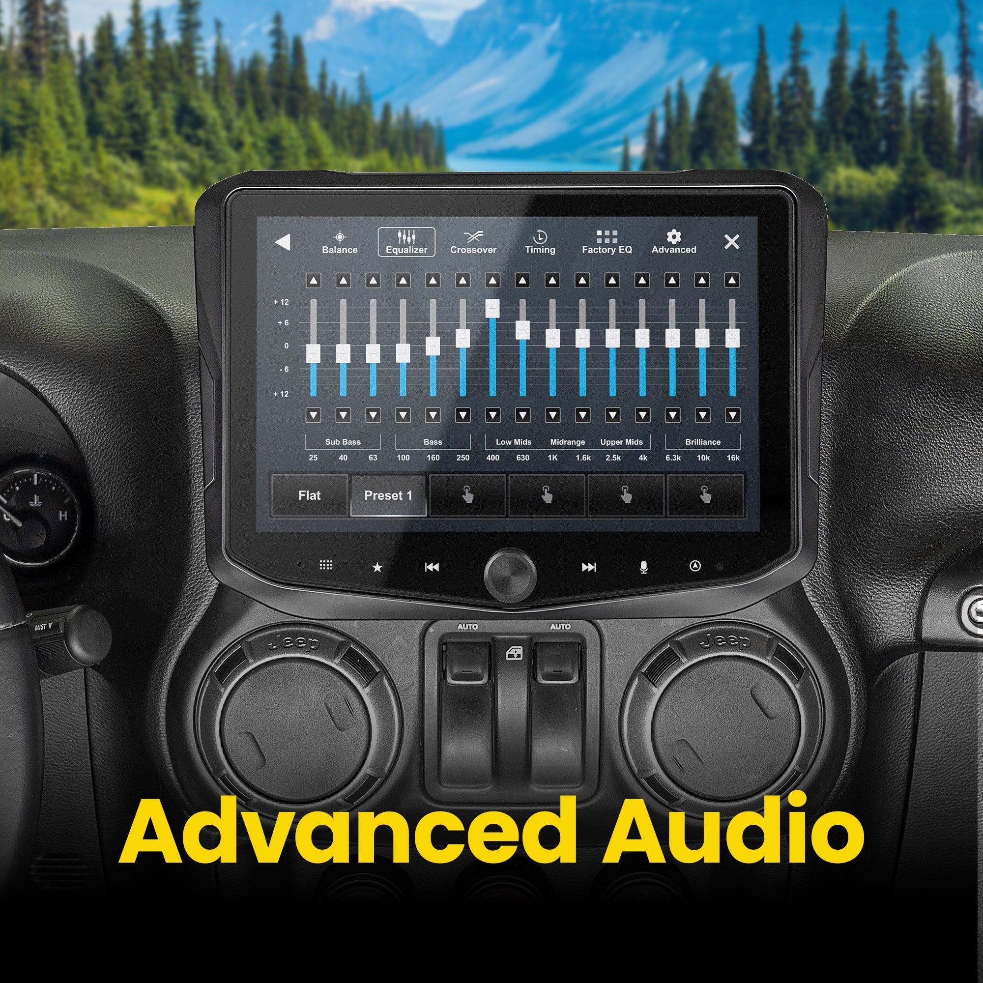 Jeep Wrangler JK (2011 - 2018) HORIZON10 10" Radio Fully Integrated Kit | Displays Vehicle Information and Off - Road Mode