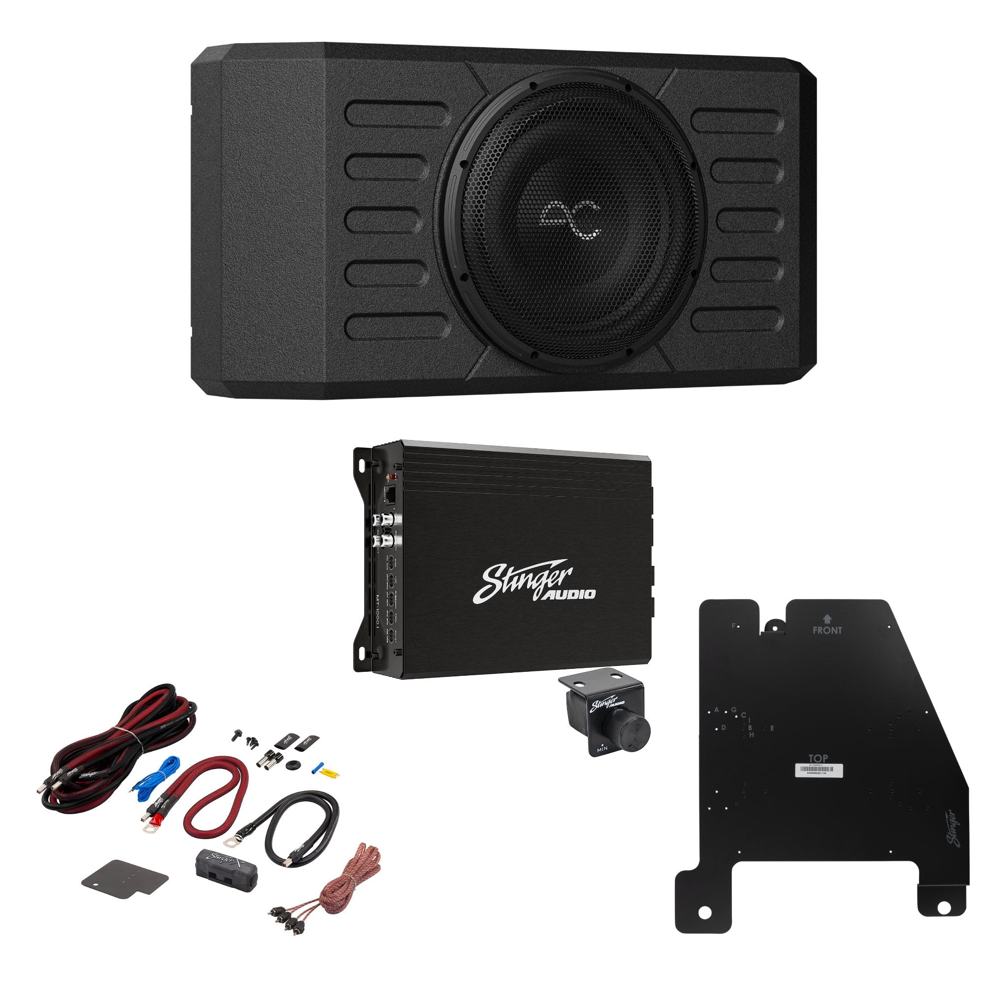 Jeep Wrangler JK Unlimited 12" 400 Watt (RMS) Swing Gate - Mount Loaded Sealed Subwoofer Enclosure with Amplifier and Wiring Kit