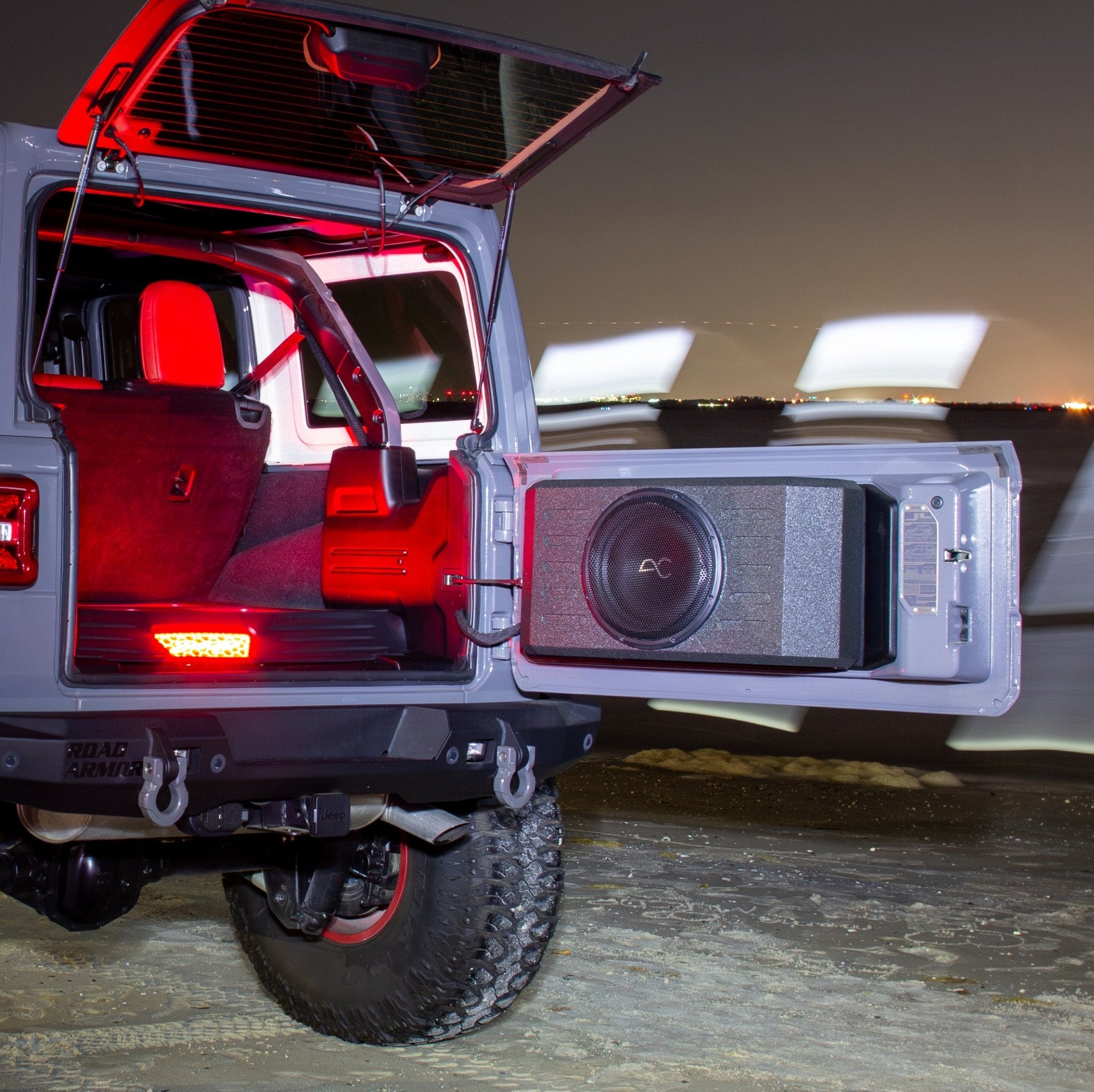 Jeep Wrangler JK/JL 12" Swing Gate-Mounted 400 Watt (RMS) Loaded Sealed Subwoofer Enclosure