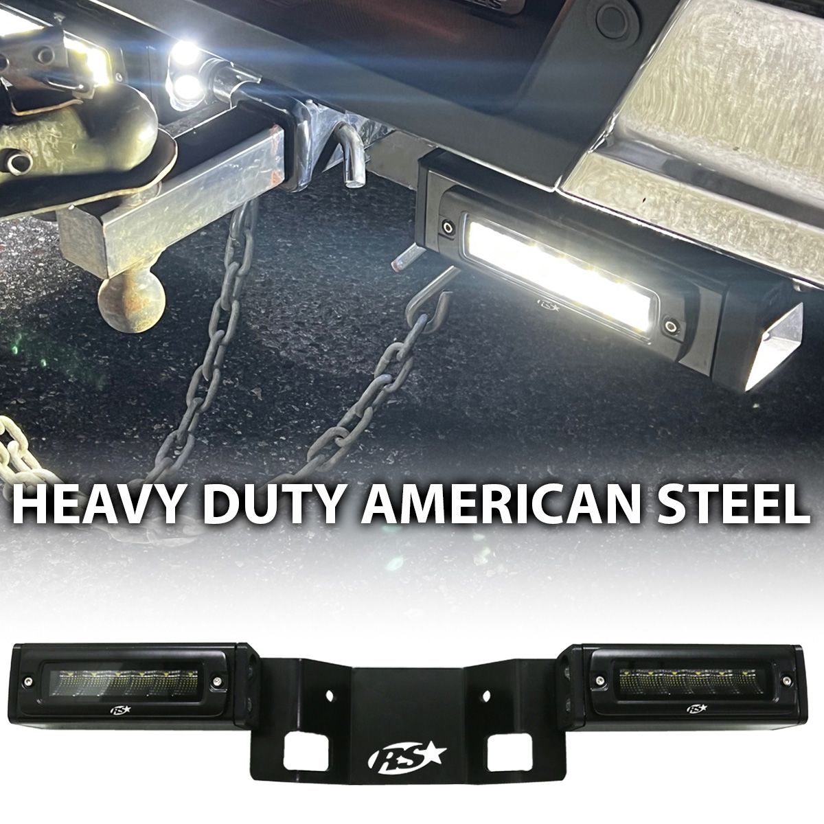 Race Sport Chevy Silverado/GMC Sierra (2020 - 24) 1500 Hitch Bar Reverse 7in LED Flood Lights Blacked Out