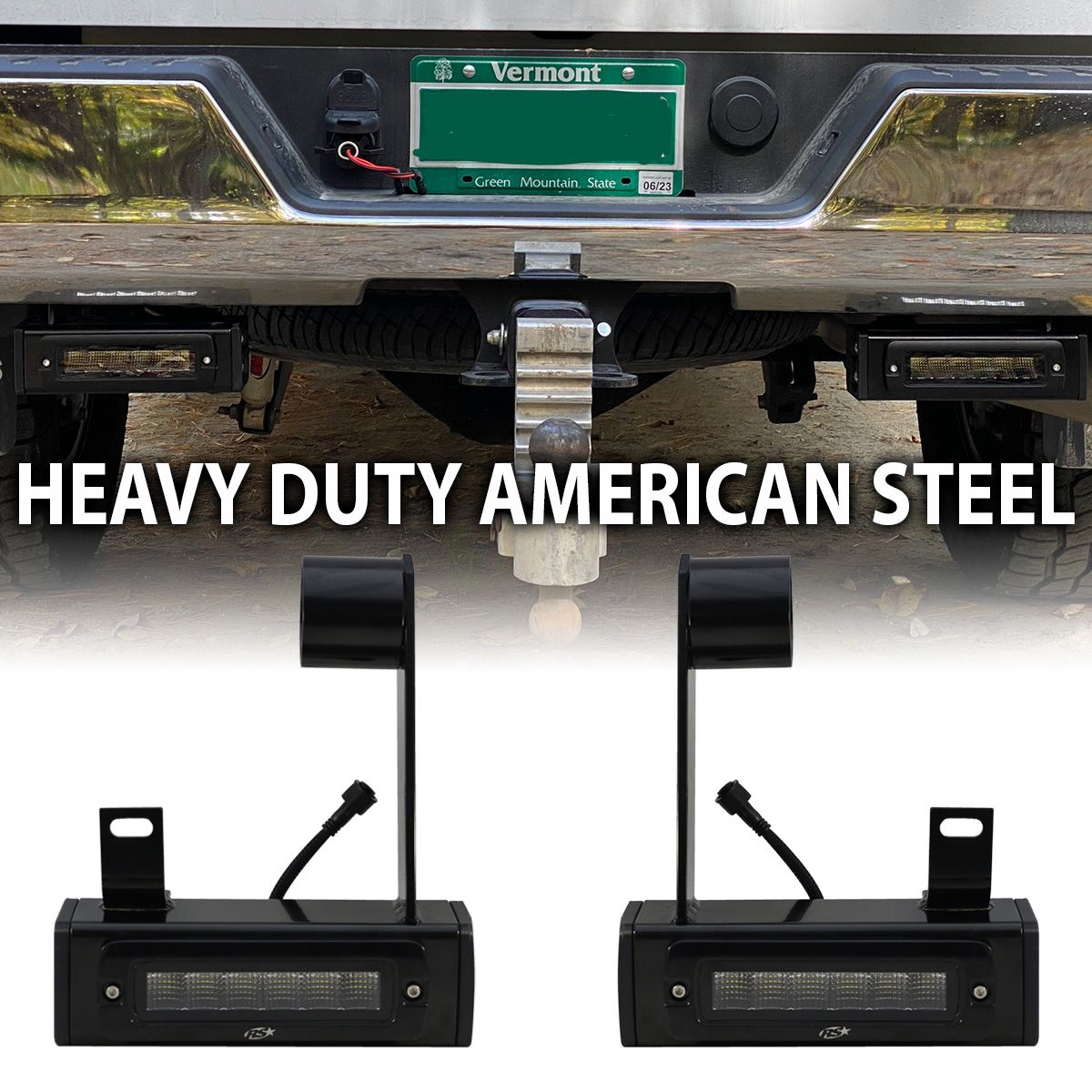 Race Sport Chevy Silverado/GMC Sierra (2020 - 24) 2500 3500 Hitch Bar Reverse 7in LED Flood Lights Blacked Out