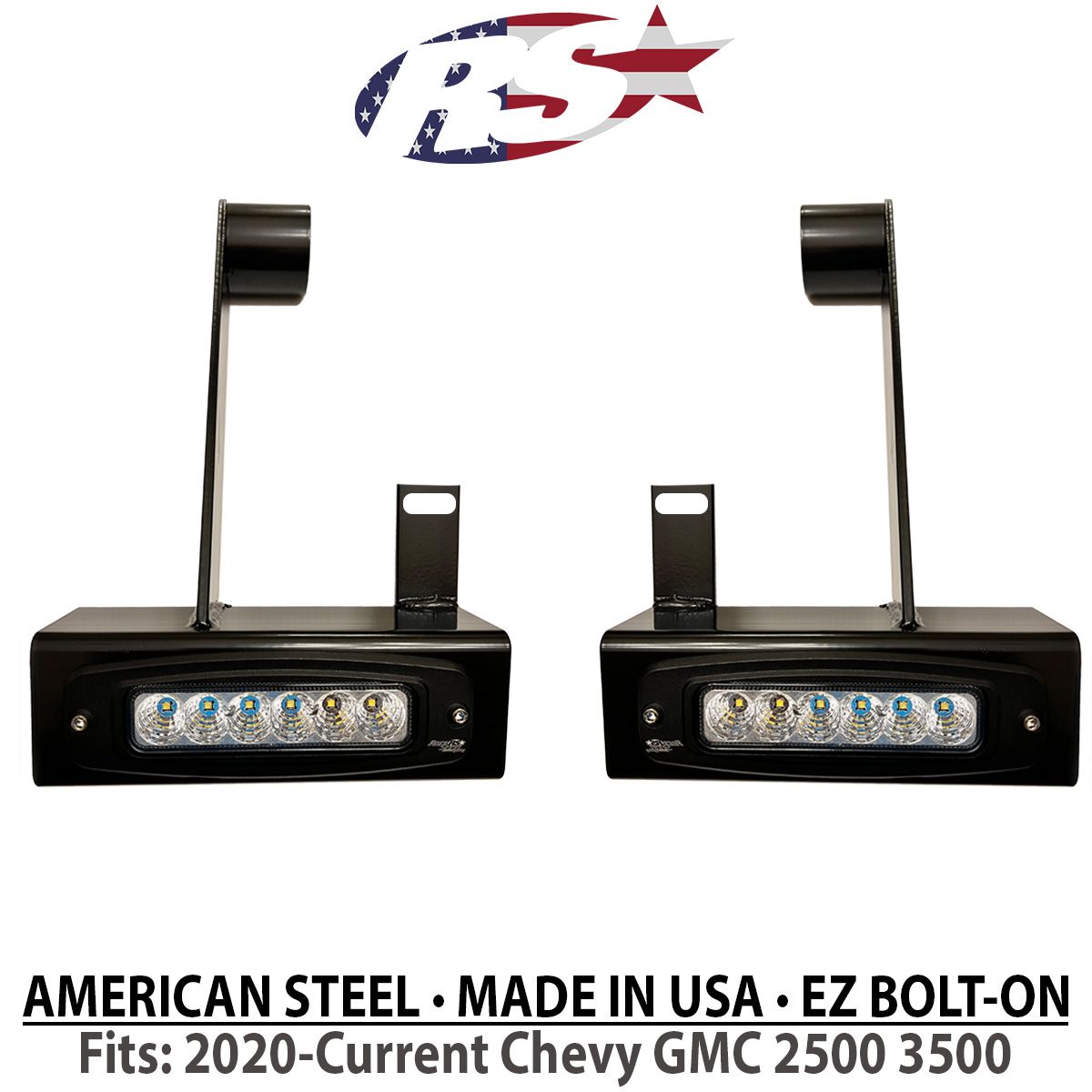 Race Sport Chevy Silverado/GMC Sierra (2020 - 24) 2500 3500 Hitch Bar Reverse 7in LED Flood Lights Street Series