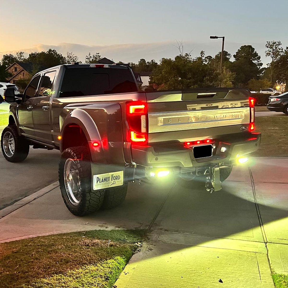 Race Sport Ford F250 - F450 (2011 - 16) Super Duty Hitch Bar Reverse 7in LED Flood Lights Blacked Out